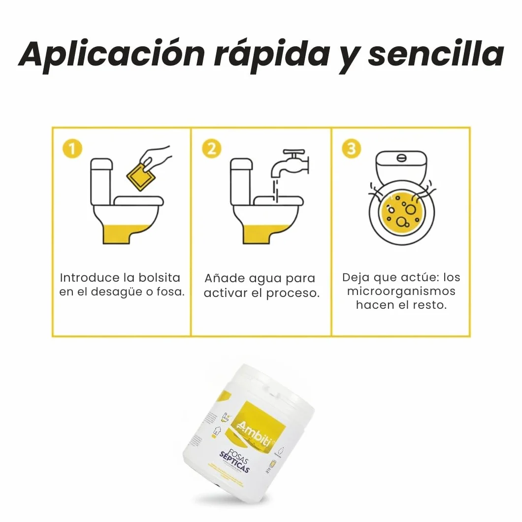 Ambiti Fosas Sépticas | Activador Enzimático Biológico en Monodosis | 20 Bolsitas Solubles de 20 g | Limpieza y Mantenimiento de Fosas y Desagües | Elimina Malos Olores y Evita Atascos