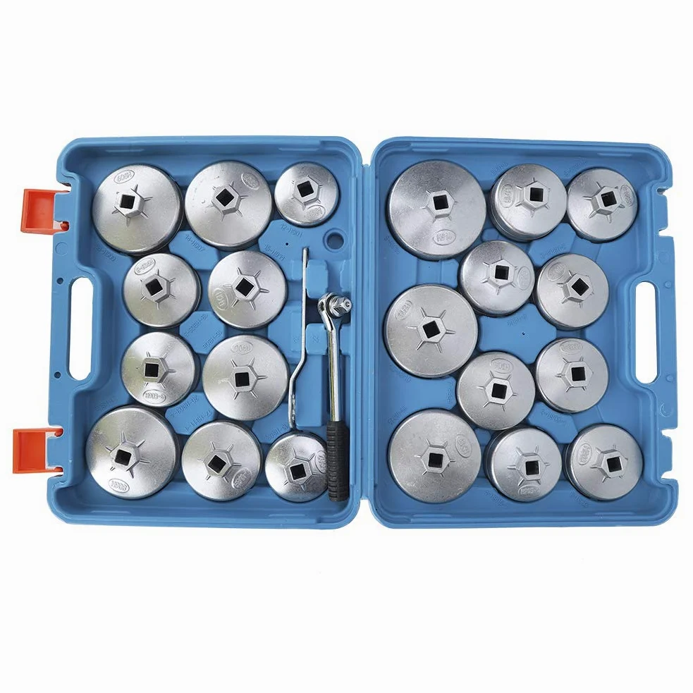 Juego de Adaptadores de Enchufe de Extracción de Llave de Filtro de Aceite Tipo Taza, 23 Uds., Llave Inglesa para Mantenimiento de Vehículos