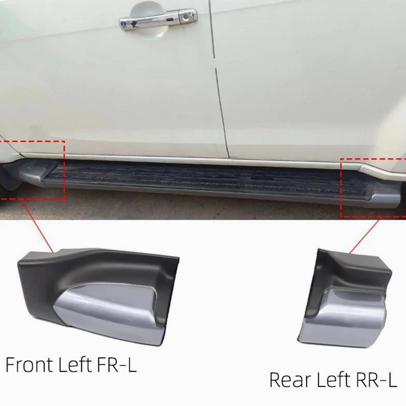 Faldón Lateral Tapa Extremo Estribo Lateral Puerta para Isuzu para MU-X para MUX 2015-2018 2019 2020 2021 2022 Tapa Tapón Extremo/Superior Estribo Coche Faldas Laterales Coche(Whole Kit 4pcs)