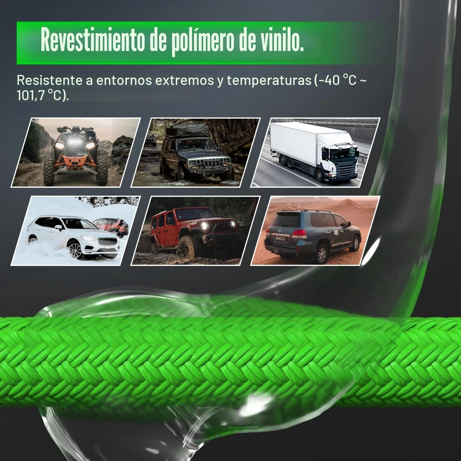 GODIAG Cuerda de Remolque para Coche Correa para Remolcar Vehículos con 2 Grilletes Suaves 1 par de Guantes de Algodón y Bolsa de Almacenamiento Cuerda de Recuperación para Coches Jeep Camión SUV, 9M