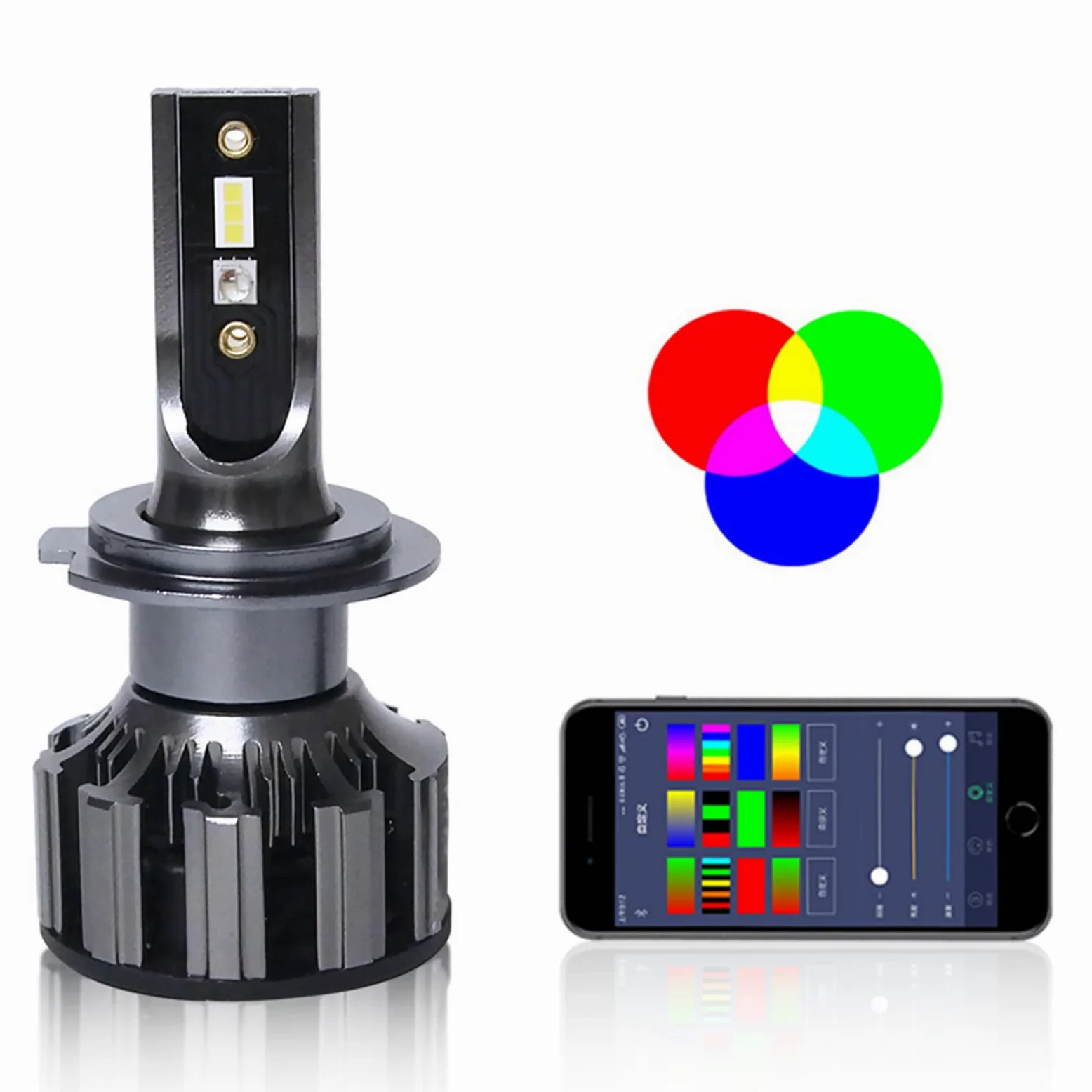 Bombillas LED RGB Para Faros Delanteros, 80 W, 7600 Lúmenes, Faros Delanteros LED Brillantes, 6000 K, Blanco Frío, Kit De Conversión De Faros LED IP68 A Prueba De Agua, Paquete De 2,H4