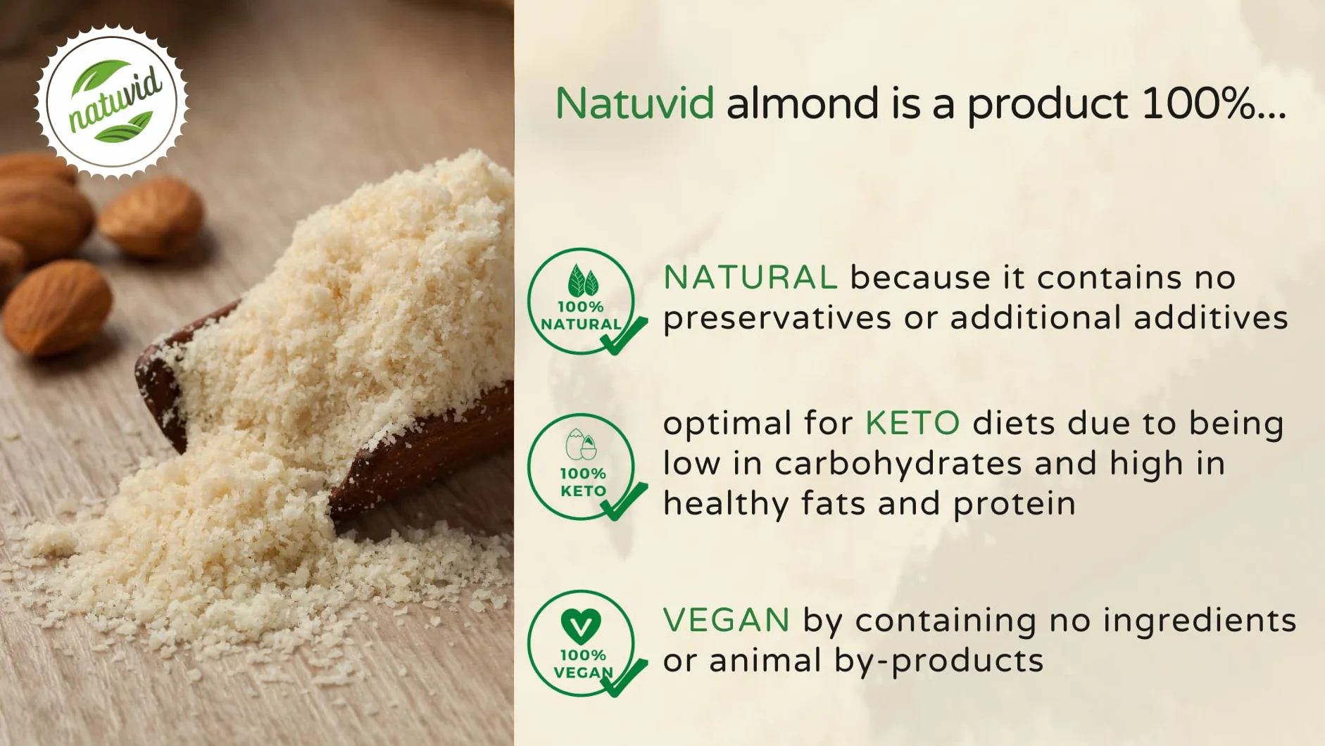 Almendra cruda sin piel Española NATUVID 1Kg Vegana