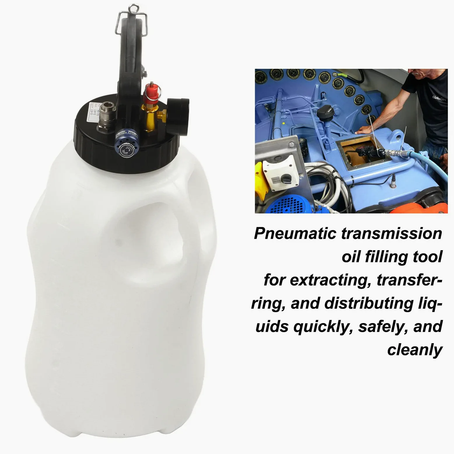 Herramienta de llenado de aceite de transmisión neumática de 10 L con 13 adaptadores ATF Dispensador de llenado de aceite de caja de cambios para extracto y fluido de transferencia