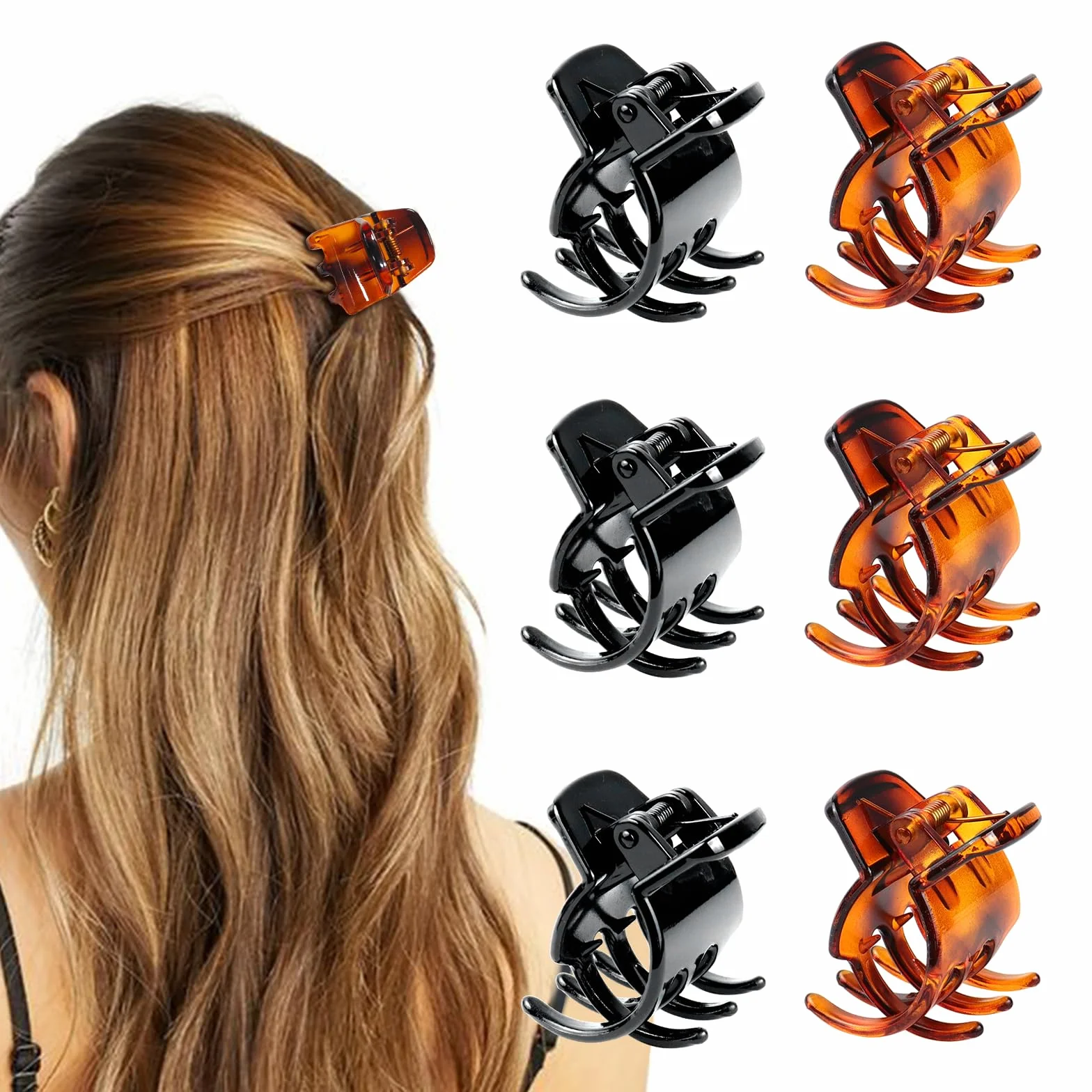 Blooms Pinzas Pelo Mujer 6 Piezas Antideslizantes Hair Clips Negro y Marrón