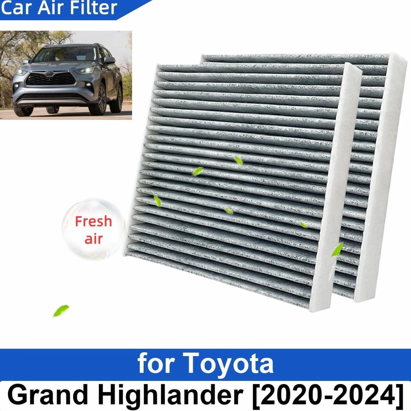 Filtro de habitáculo Filtro de aire de fibra de carbono para Toyota Grand Highlander 2020-2024 (87139-0E040, 87139-0R030, CF12157, 87139-26010)(5PCS)