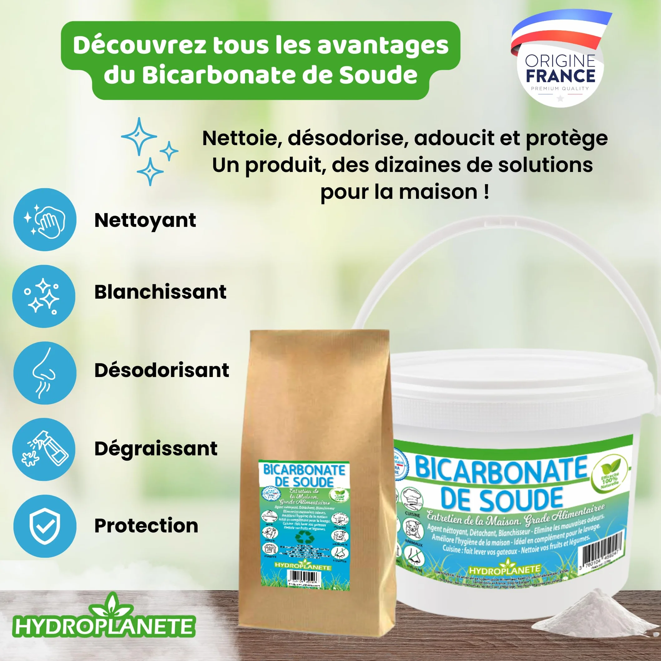 Bicarbonato Sódico Multiusos 100% Natural Sin Aditivos 1kg a 20kg Hydroplanete