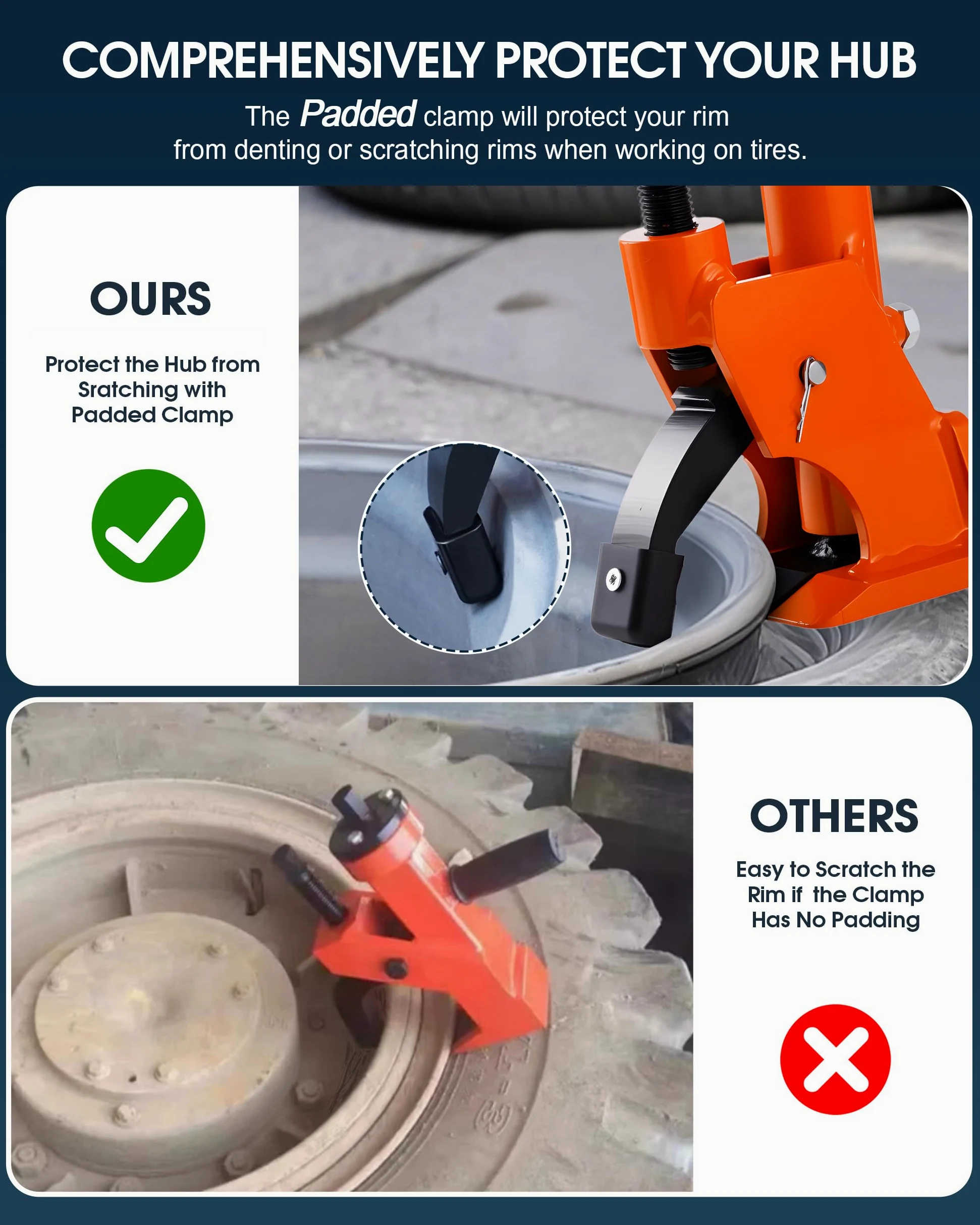 Interruptor manual de cuentas de neumático, herramienta de cambio de neumáticos de 38 a 42 pulgadas con almohadilla de goma, protege los cubos de aleación de aluminio, herramienta de reparación