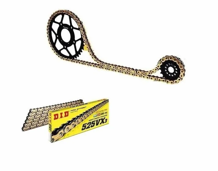 DID 525VX3 - Kit Transmisión Arrastre Cadena reforzada Piñon y Corona compatible con Suz-uki SV 650 S (1999-2009)