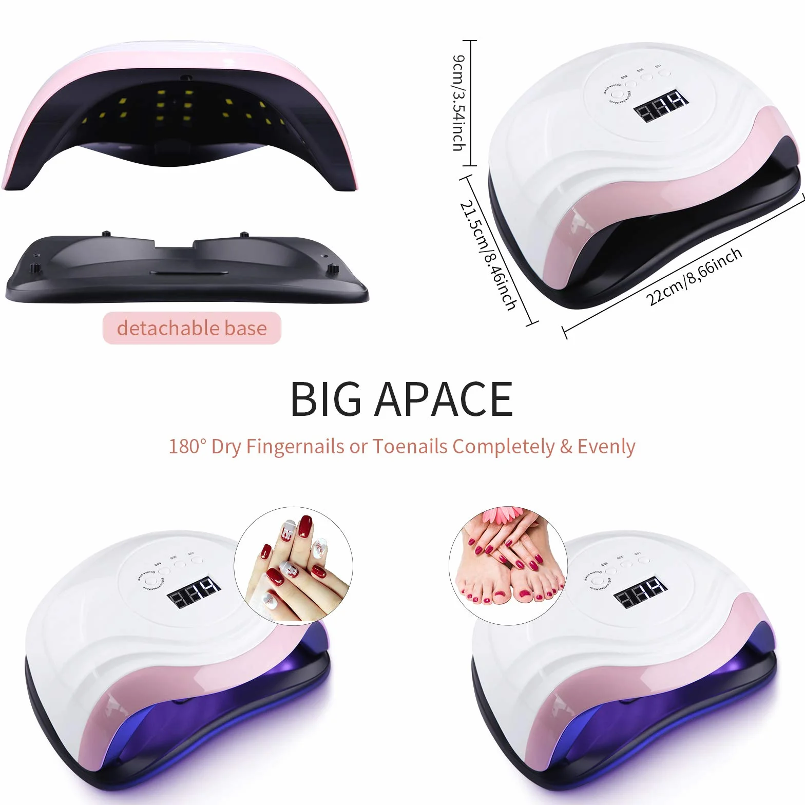 Lámpara Secadora UV Uñas 168W 36LED con Pantalla LED 4 Temporizador 10s-99s Manicura Pedicura Nail Art