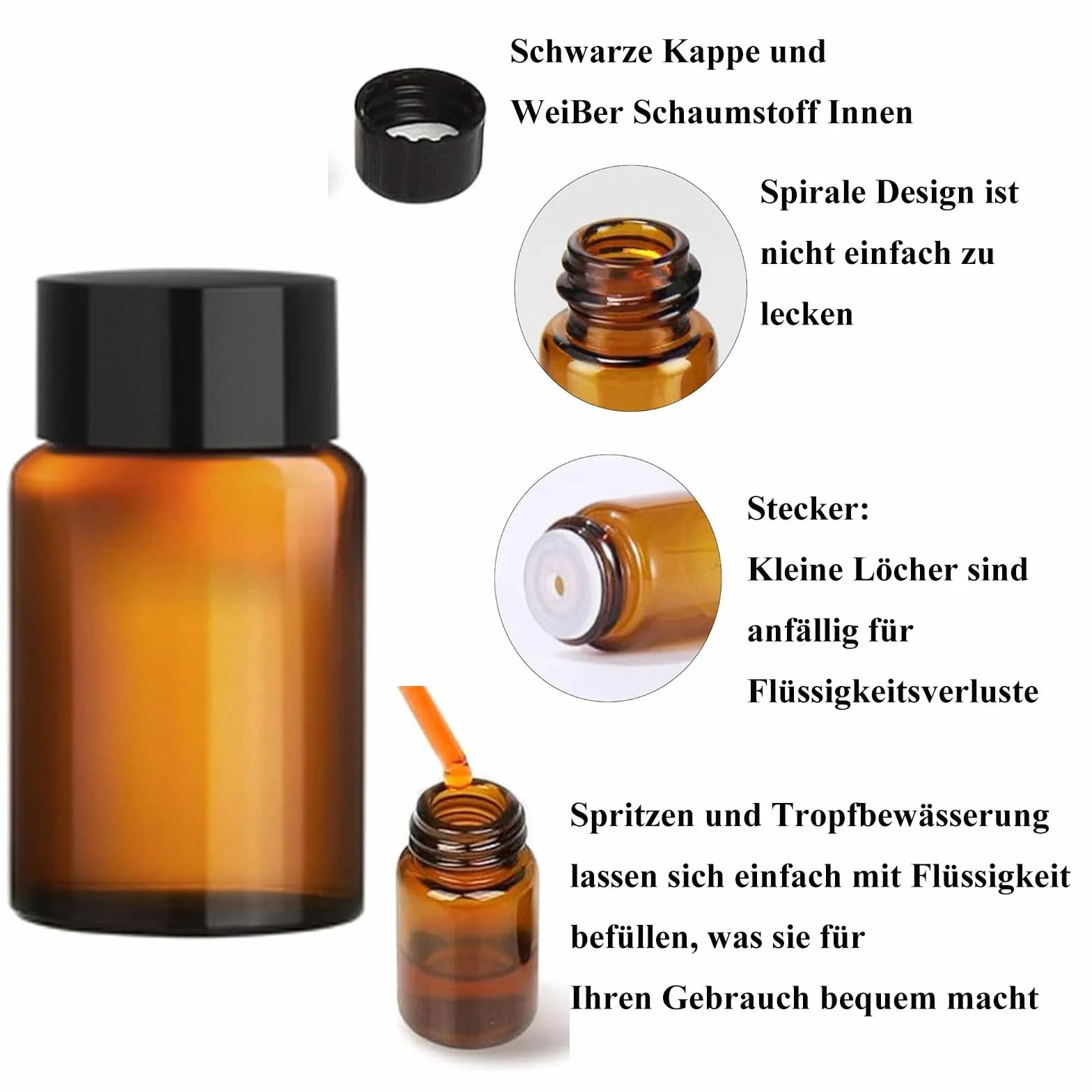 Ambar Frasco Cuentagotas Cristal 2ml 50 Piezas, Recipientes Aceites Esenciales, Mini Botellas Perfume