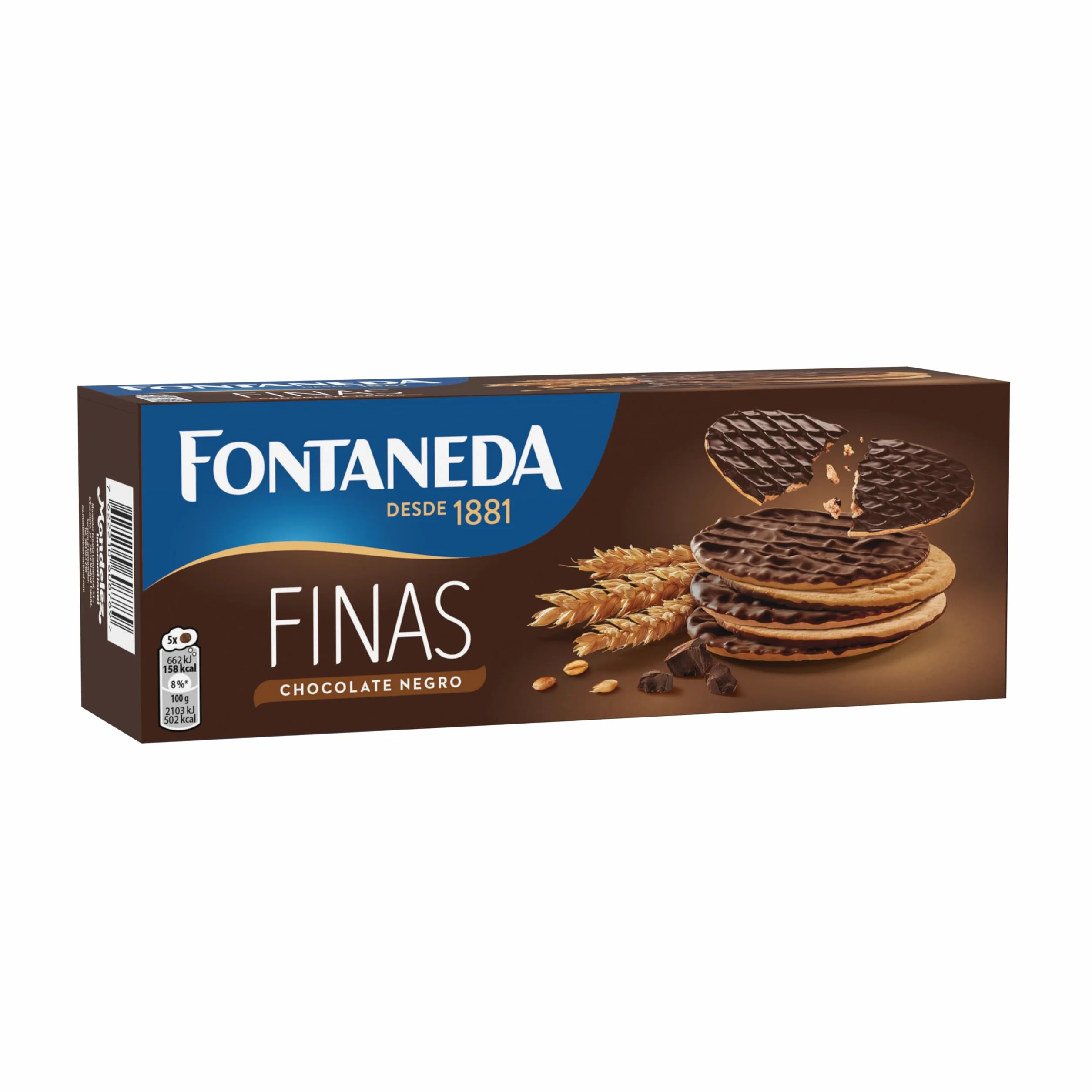 Fontaneda Galletas Digestive Finas Cubiertas de Chocolate Negro, 170 g