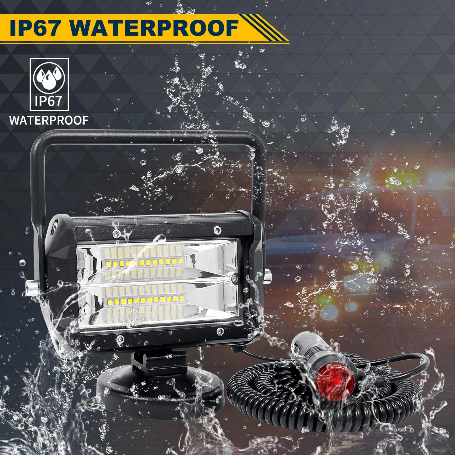 RIGIDON 72W 5" LED Work Light Bar Magnetic Base 12V 24V Flood Light for Car Truck Off-Road