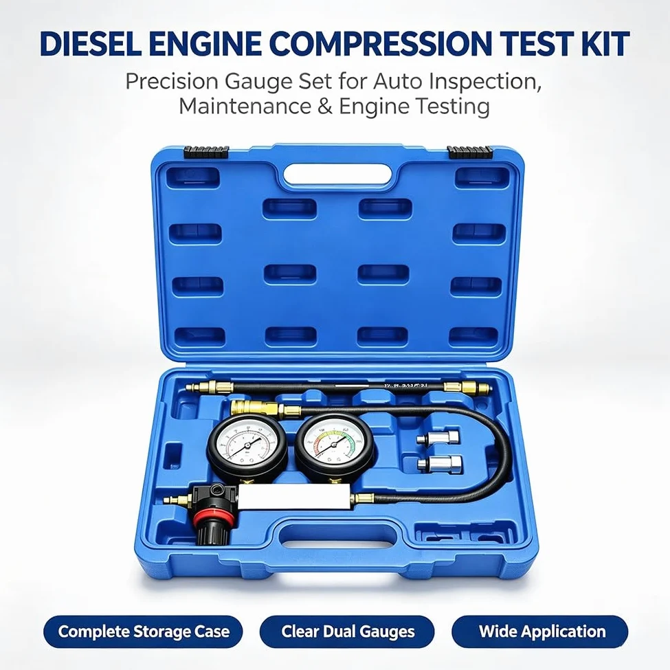 10PCS Comprobador de Compresión y Fugas, Probador de Compresión Automotriz | Para Motores de Gasolina y Diésel,Medidor de Presión de Fugas de Cilindros