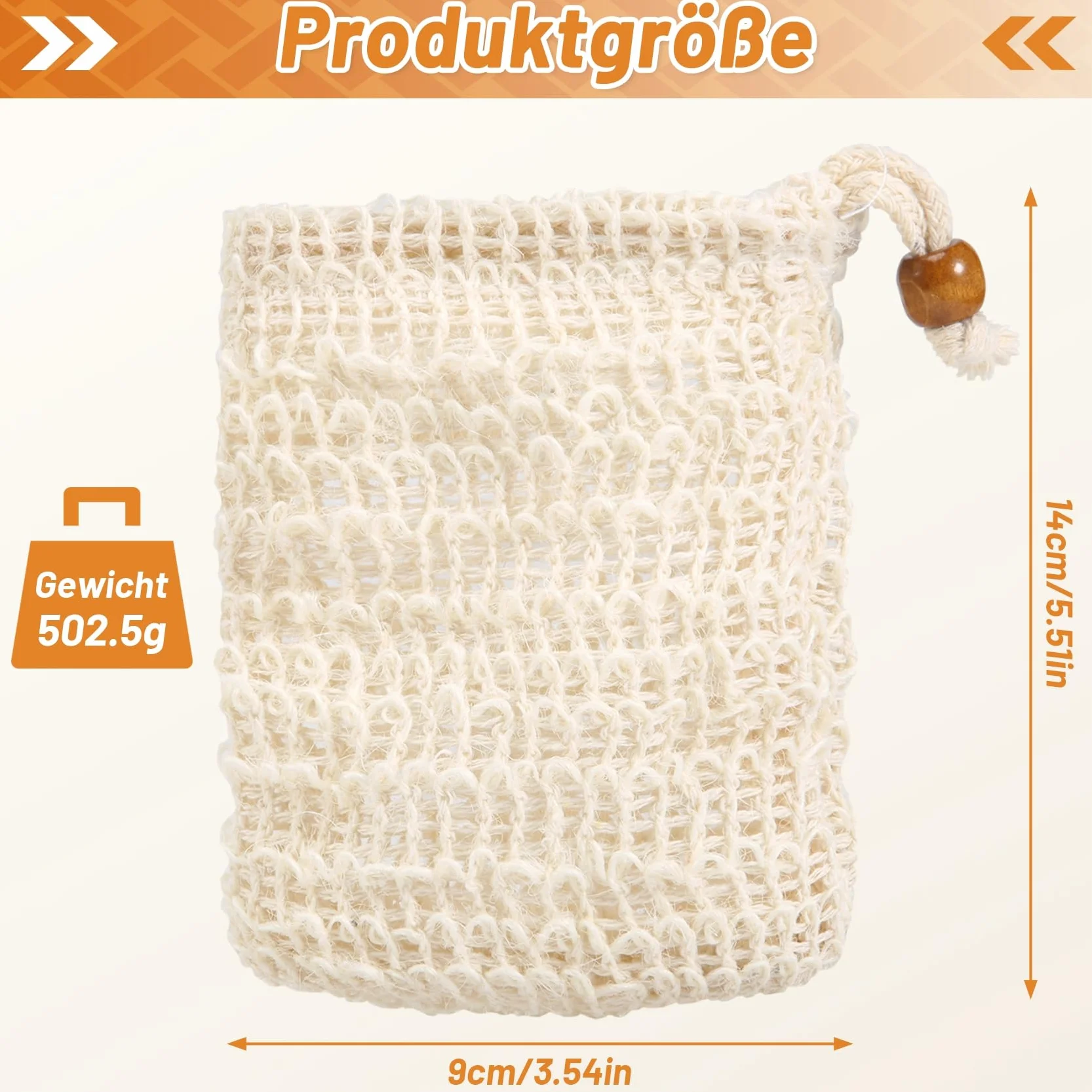 Bolsas de jabón de sisal con cordón para baño y ducha, 40 unidades