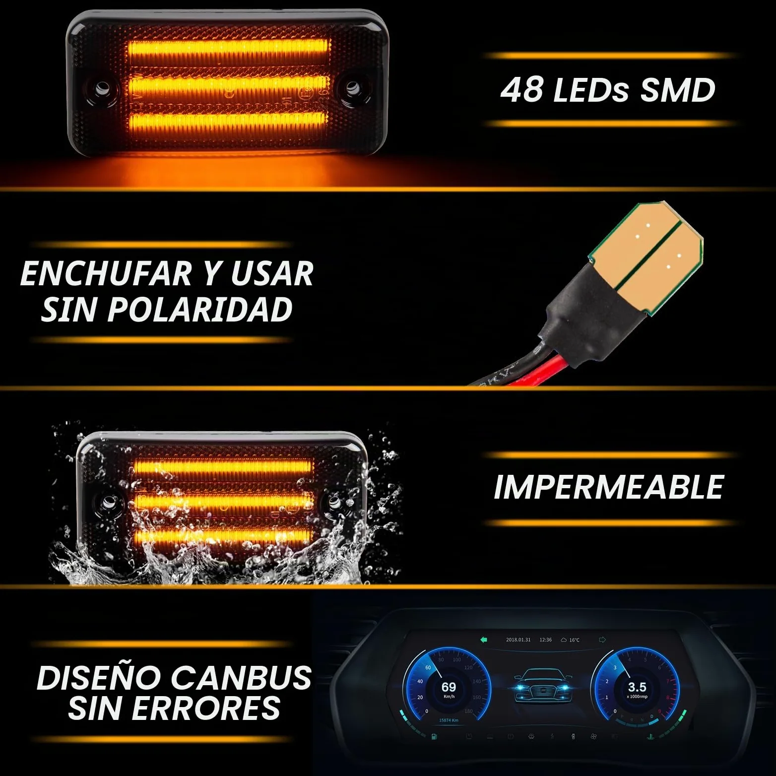 6 Piezas intermitente laterales LED para Fiat Ducato Citroen Relay Peugeot Boxer Trucks Magnum Midliner Midlum Premium 2 VOLVO FE FL II, Luce Intermitente Lateral