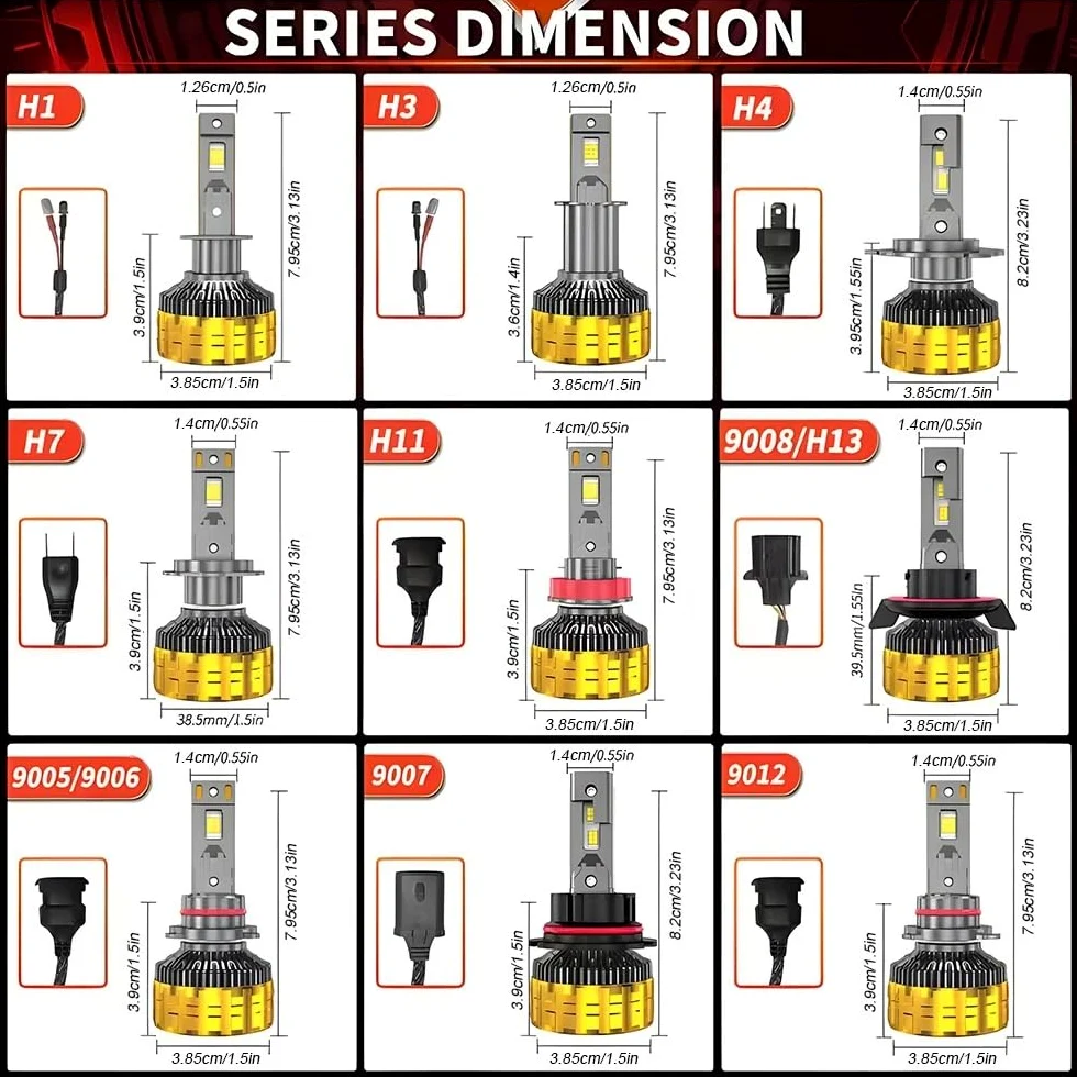 Bombilla para coche 9000W H7 H11 H4 CANBUS LED faro H8 H9 9005 HB3 9006 HB4 9007 9008/H13 9012 H27 880 881 luz del coche 6000K 12V 24V Bombilla Coche