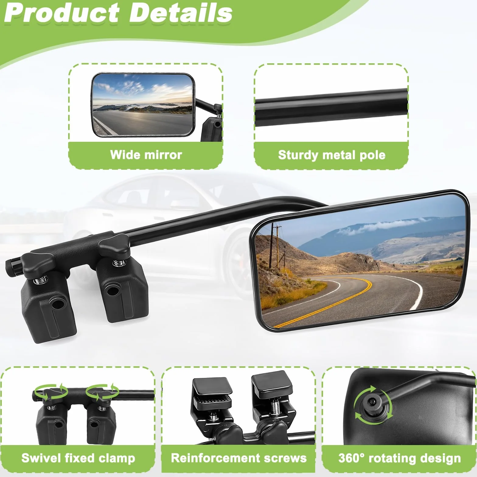 2 Piezas Espejos Retrovisores Caravana, Espejo Exteriores Remolque Ajustable Universal, Espejo Extensión Coche, Espejos Camión para Retrovisor, Caravanas, RV, Vehículos, Autocaravanas, Tractor