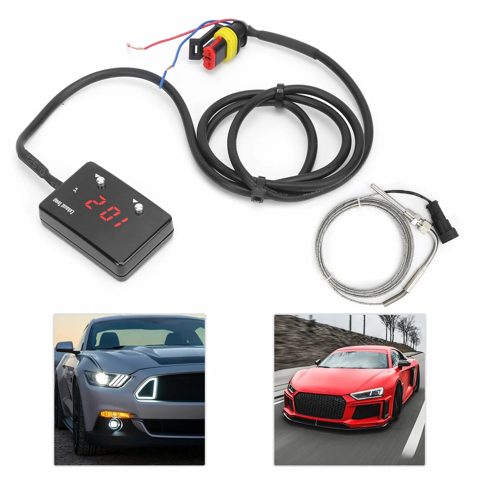 Indicador de Temperatura de Gases de Escape, Indicador LED Rojo EGT para Vehículos de 12 V