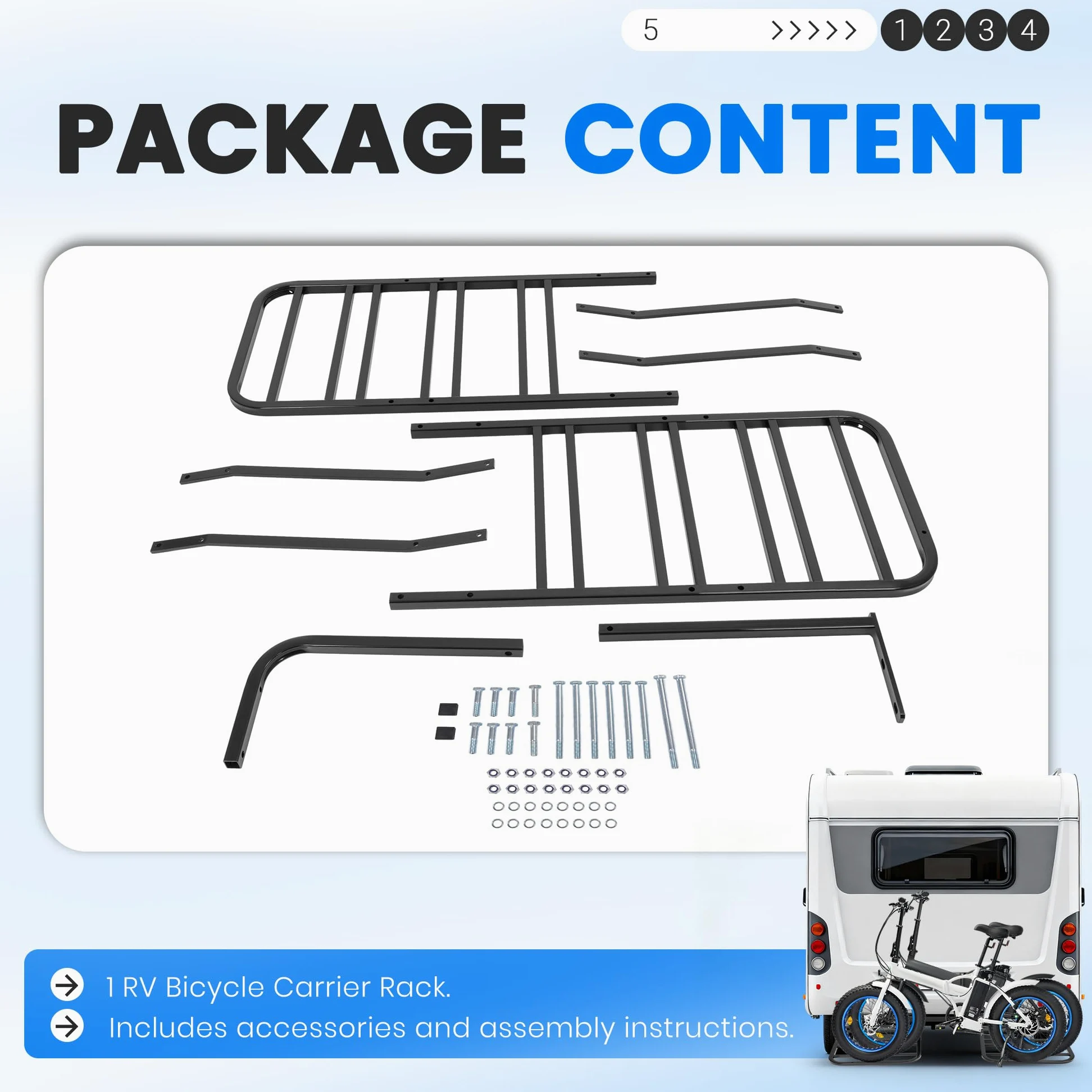 ECOTRIC Portabicicletas para autocaravana, remolque trasero, para 1-4 bicicletas