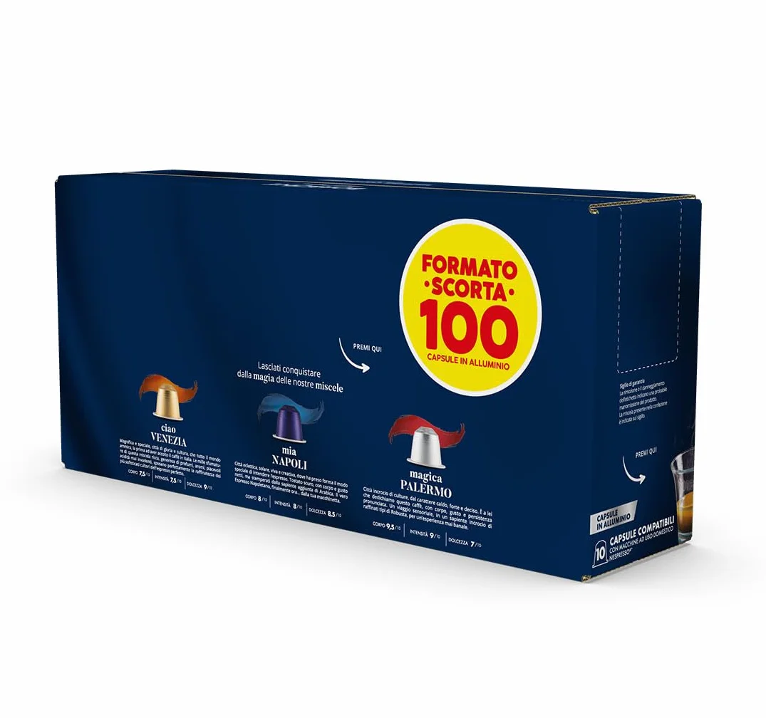 Caffè Borbone Mezcla de Café Magica Palermo 100 Cápsulas Compatibles Nespresso