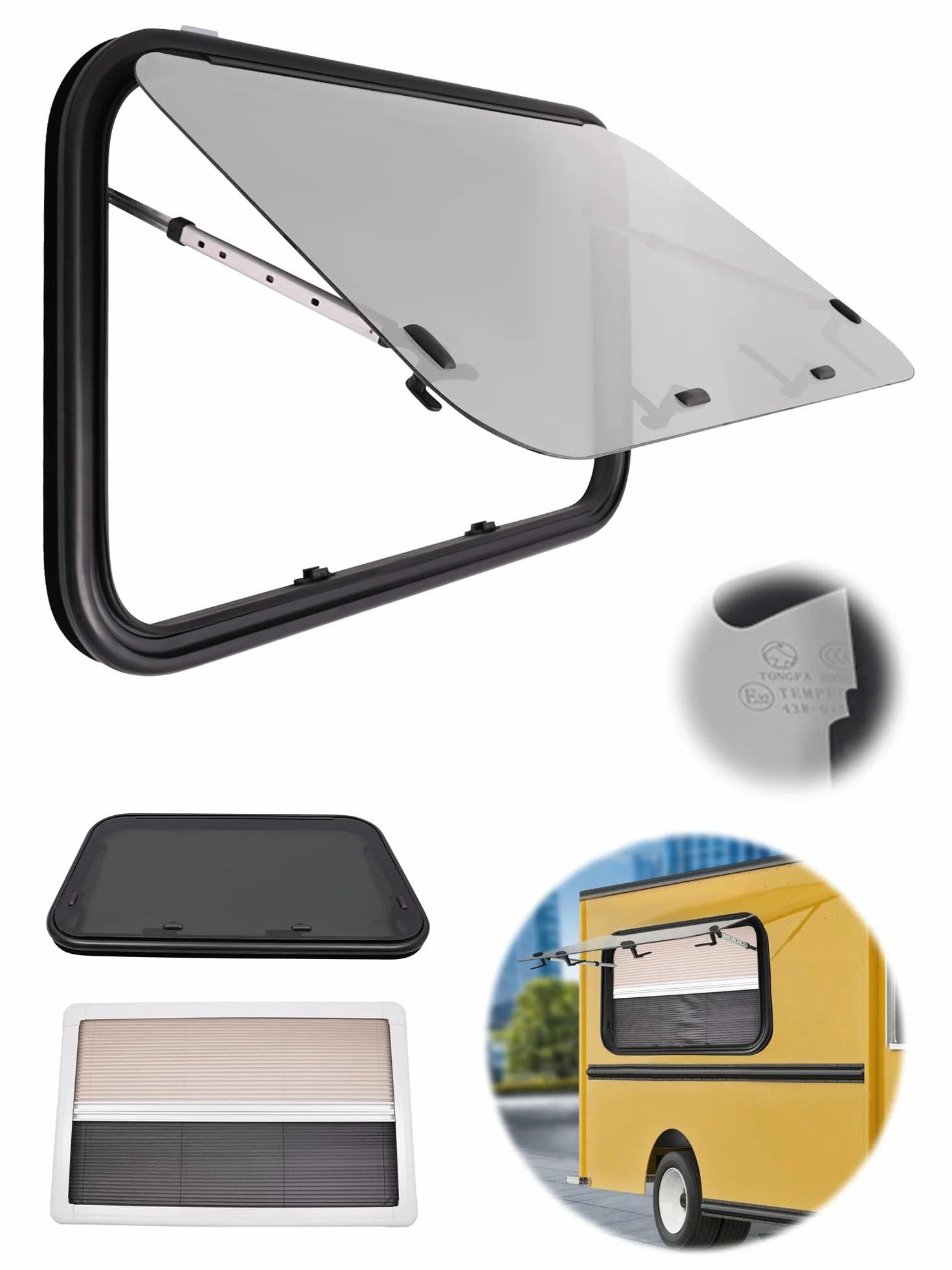 Ventana de expansión 900 x 550 mm para caravana con persiana y mosquitera