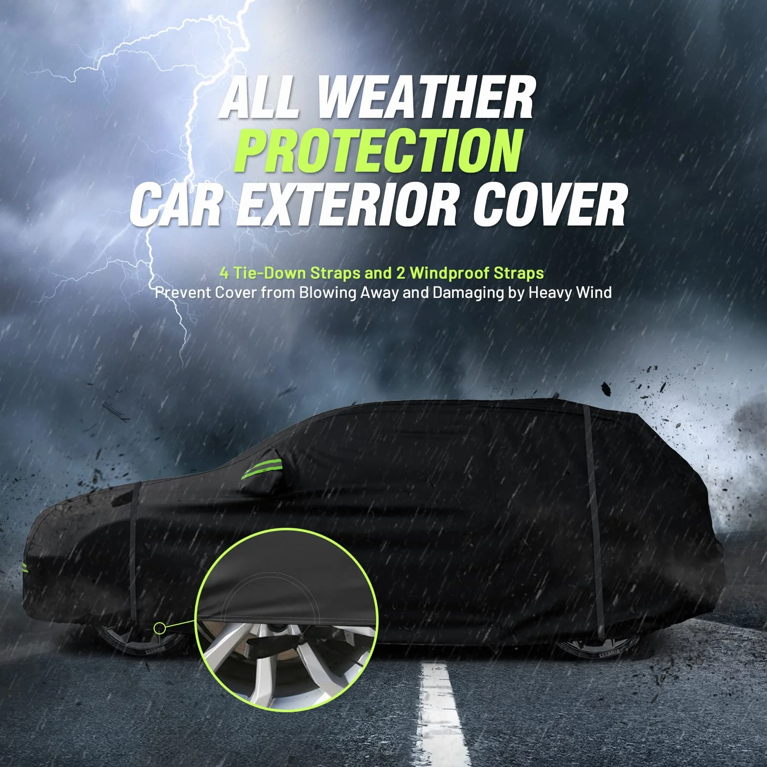 Favoto Cubierta de Coche Impermeable, Funda de Coche Exterior Oxford+Algodón con Cremallera para SUV Compacto Anti-UV Transpirable Resistente al Polvo Lluvia Rasguño Nieve al Aire Libre 465x185x160cm
