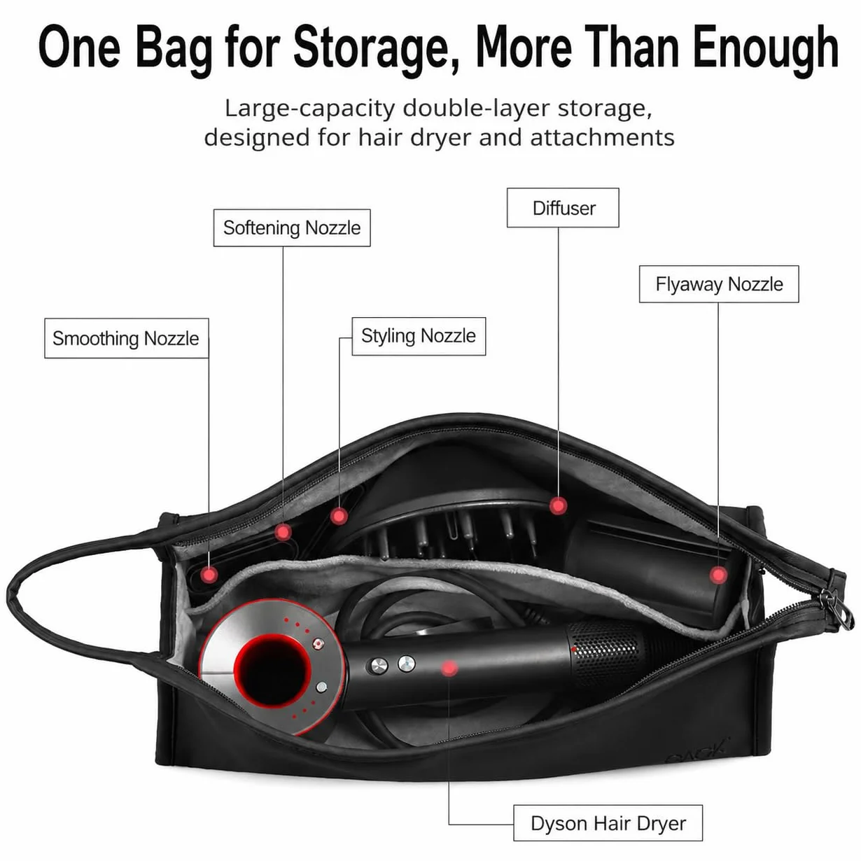 Bolsa de Almacenamiento de Viaje para Secador de Pelo, Funda Plancha Pelo con Asa Portátil Compatible con Dyson Airwrap Styler y Shark Flexstyle, Dyson Supersonic y Rizador, para Viaje