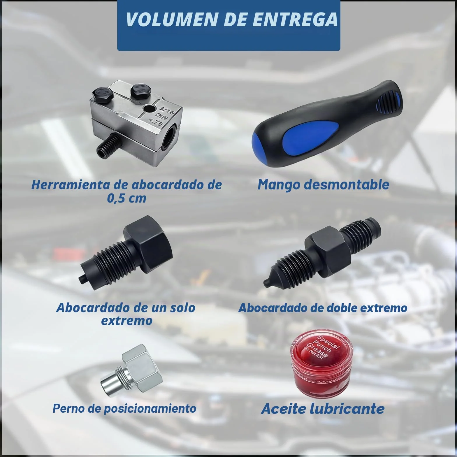 Cable de Freno para Rebordeador, Herramienta Abocardado Línea Freno Kit Herramientas Doble Abocardado de 3/16 Pulgadas para Sistemas de Frenado Hidráulicos de Coche