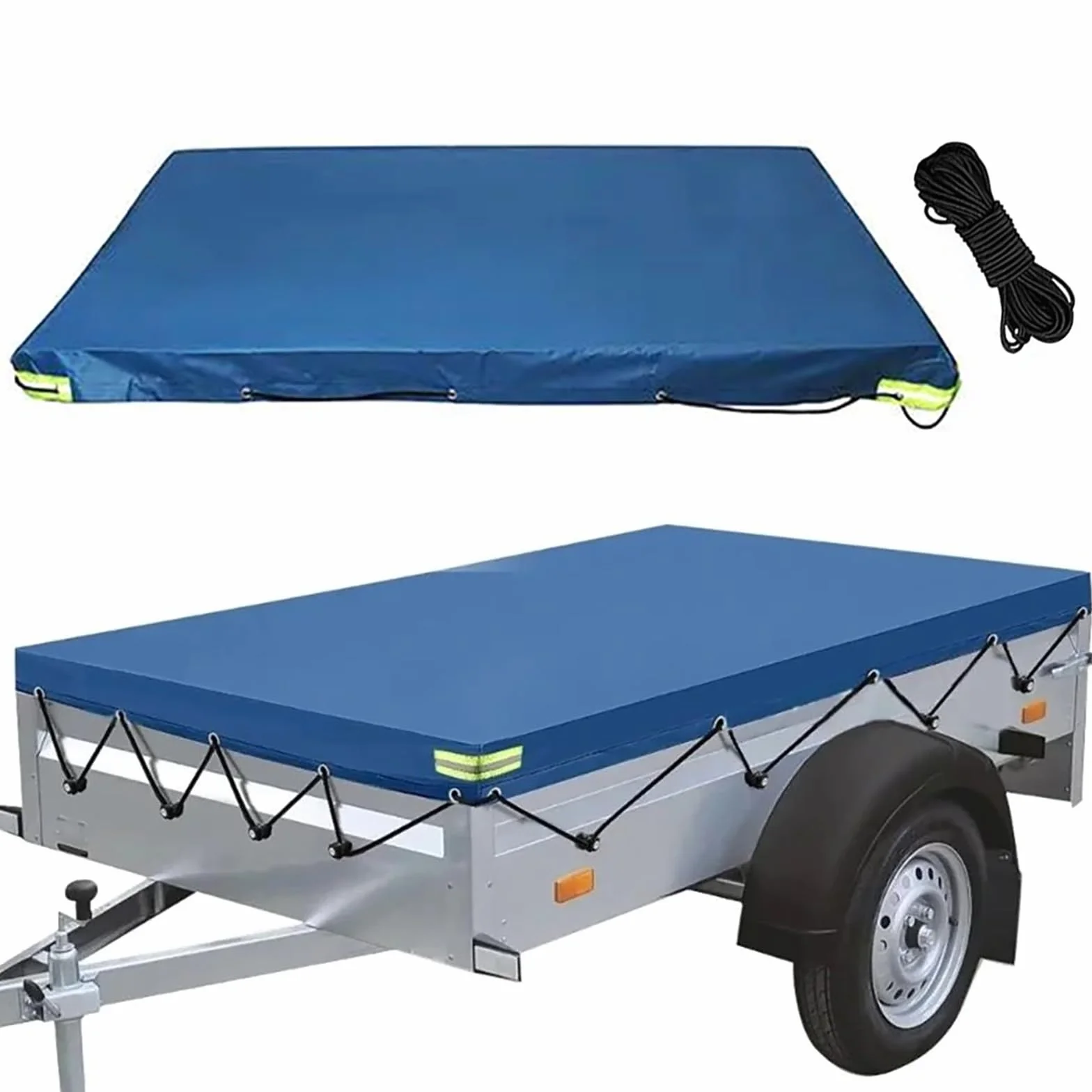 Telone Rimorchio Impermeabile 256x138x8cm con Corda Elastica e Bordi Rinforzati per Rimorchi Auto 750kg 1000kg