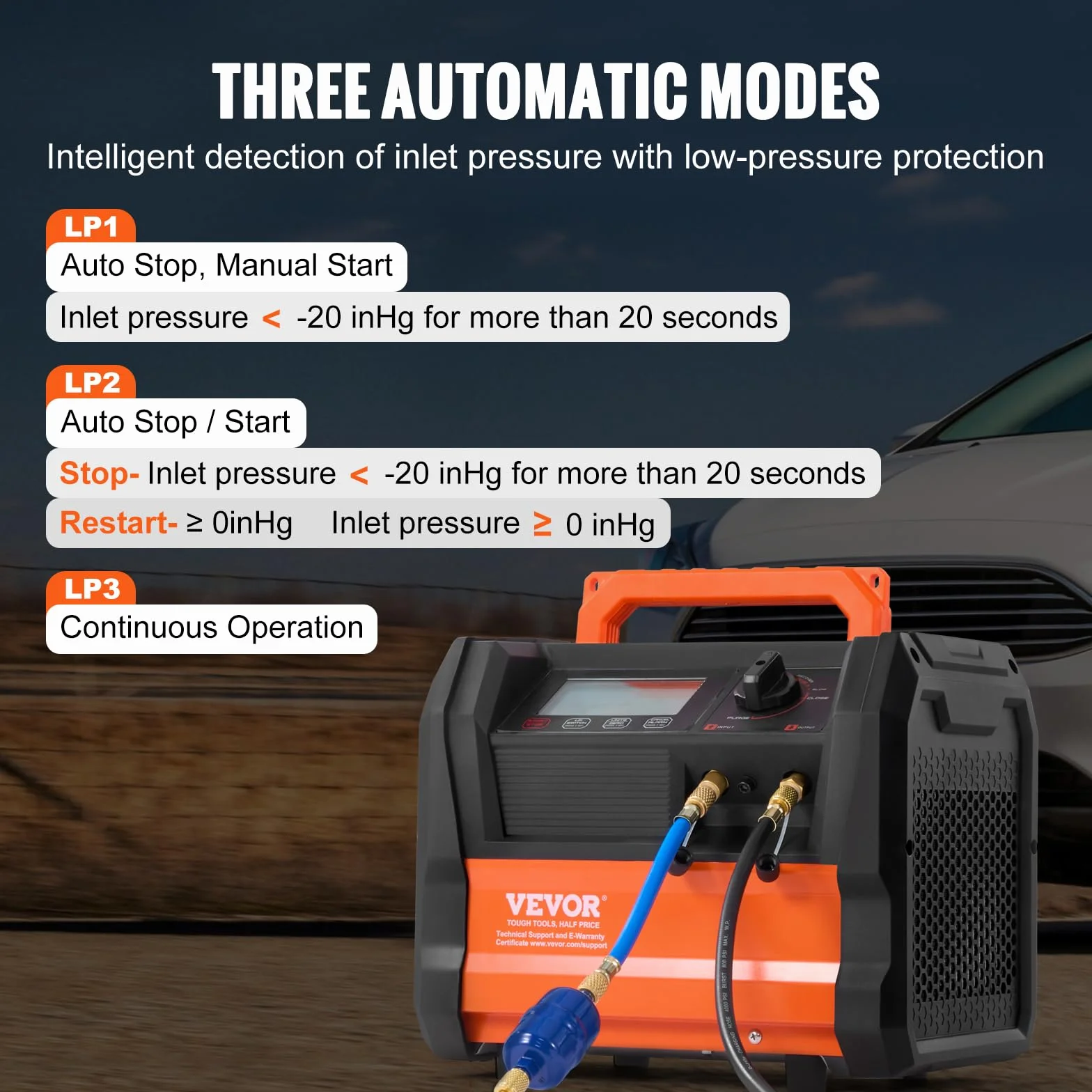 VEVOR Recuperador de refrigerante, máquina de recuperación de Aire Acondicionado portátil de 1 CV con Doble Cilindro y Motor sin escobillas de 3000 RPM, Herramienta de Reciclaje de refrigerante freón
