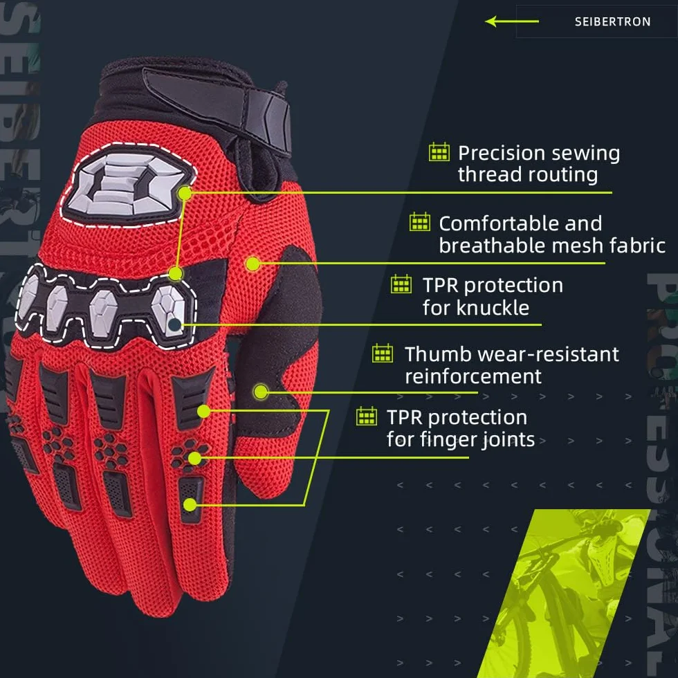 Seibertron Dirtpaw Race/Racing Touch Pantalla Guantes de Off-Road Bicicleta BMX MX ATV MTB de la Guantes de Moto Motocrós Riding Exterior Motocicleta Guantes Adecuado Uomini e Donna