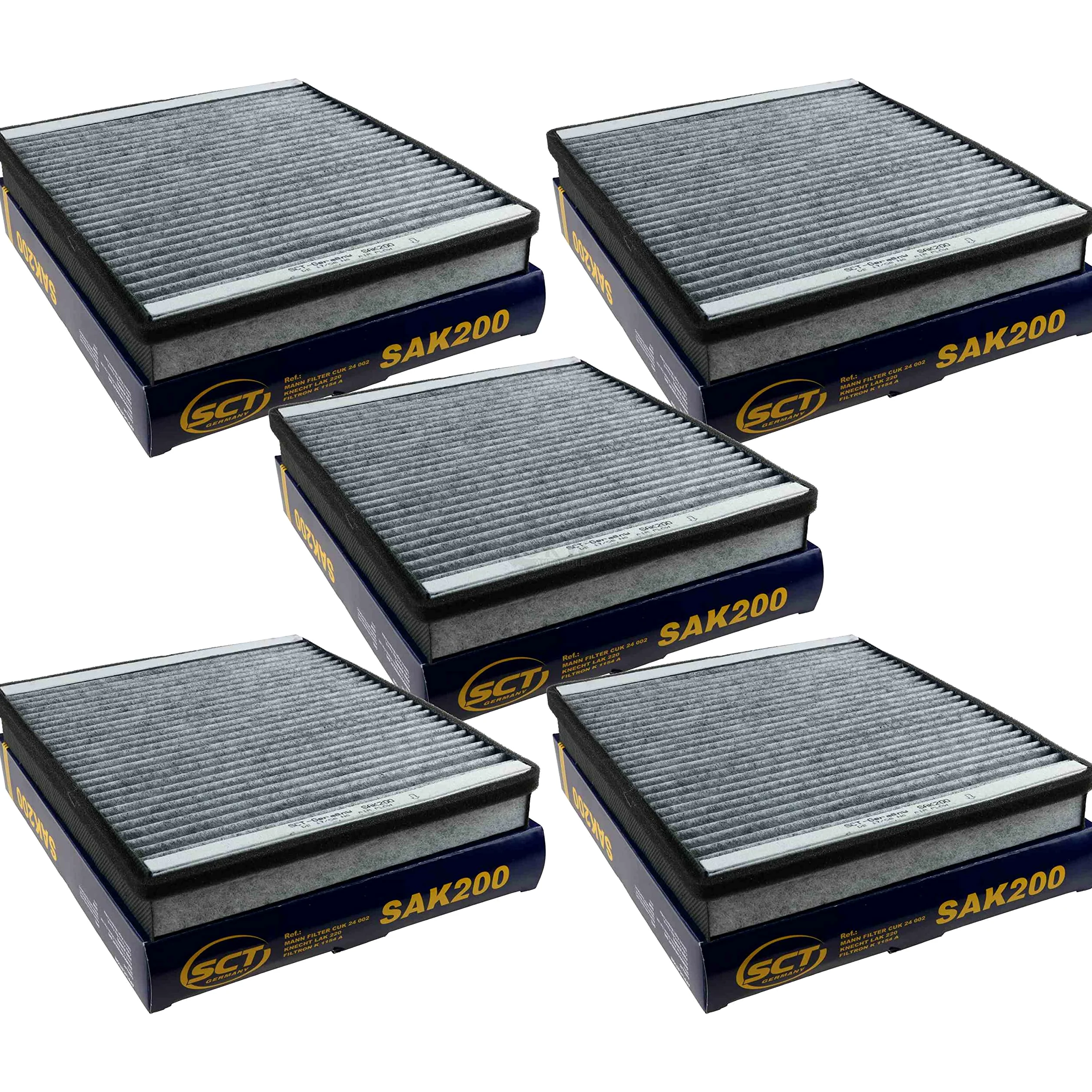 QR-Parts Set 85484352 SAK 200 5 filtros originales SCT para habitáculo, filtro de polen