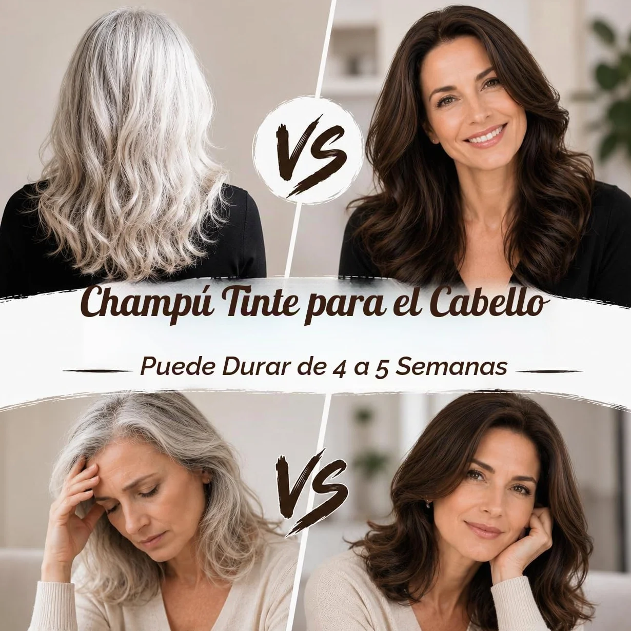 Champú Color Castaño Oscuro 500ml Tinte para Cabello Negro