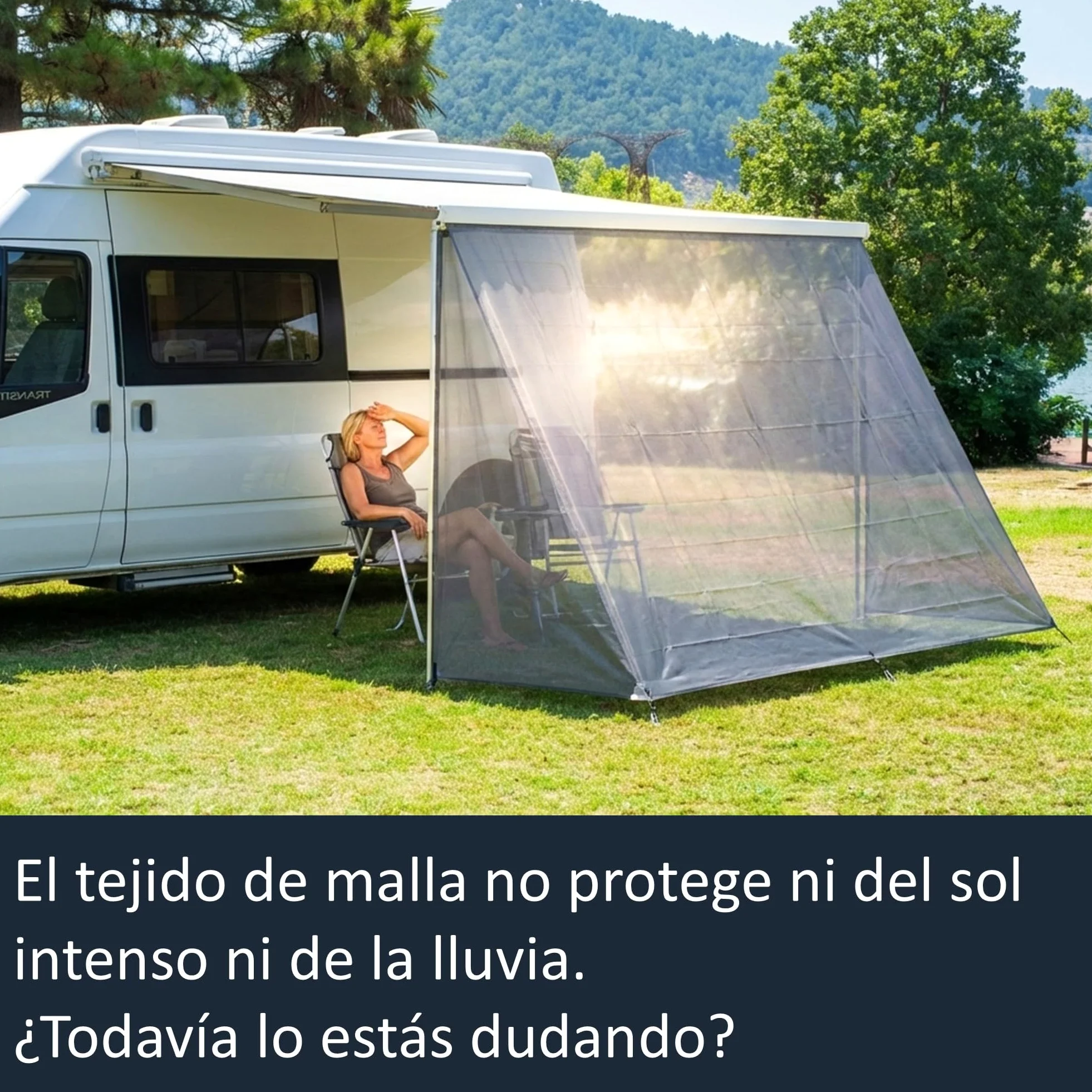 AIRIS - Parasol para autocaravana - Protección eficaz de algodón repelente al agua, fácil de montar, compatible con toldos Thule, Fiamma y Dometic (253 x 185)