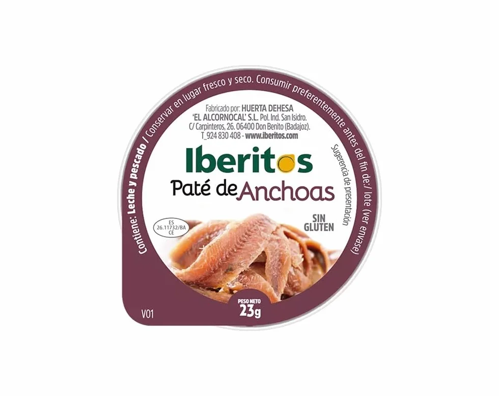 Paté de Anchoas Iberitos Sin Gluten Monodosis 23 g x 18 Uds Envasado en Aluminio