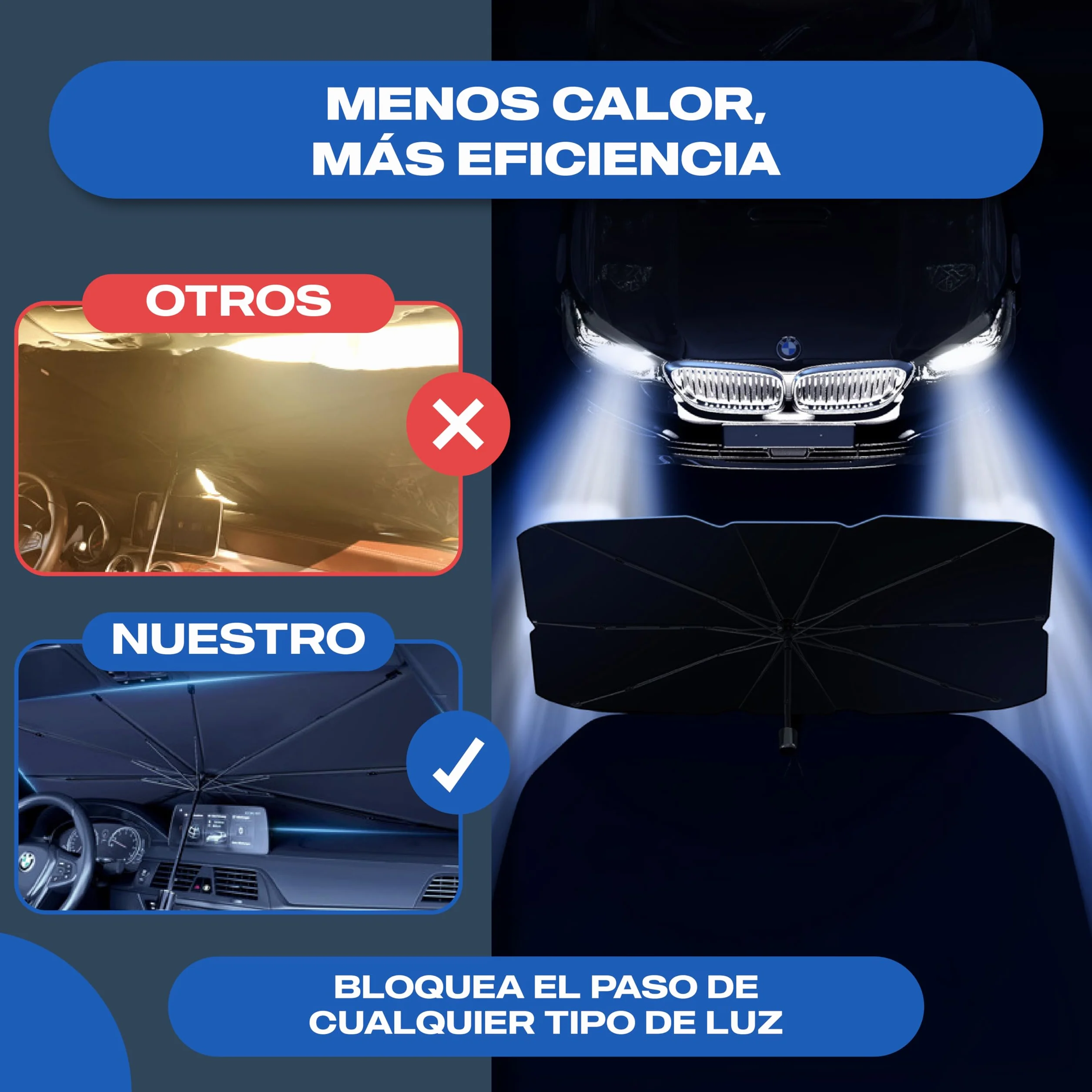 Protector Solar Coche Delantero Parasol SUV Camión UV Titanio 140x80 cm