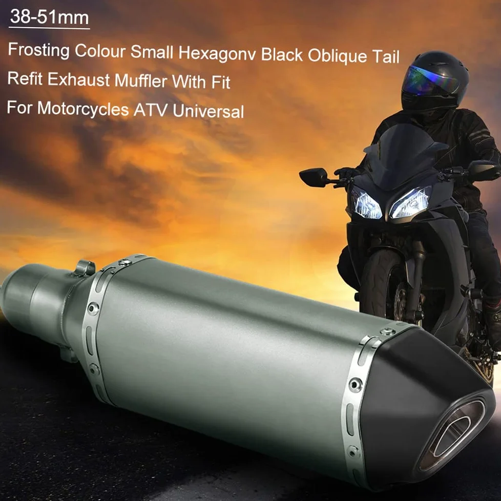 Shkalacar 38-51mm Silenciador de Escape Moto, Tubo de Escape Universal, Hexágono Reemplace con Ajuste para Motocicletas ATV