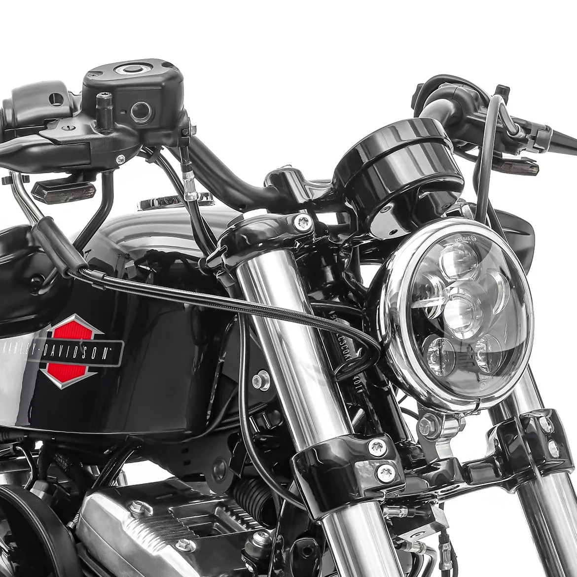 Set Faro LED Moto 7" Negro + LED Intermitentes Manillar Moto XS Tintado