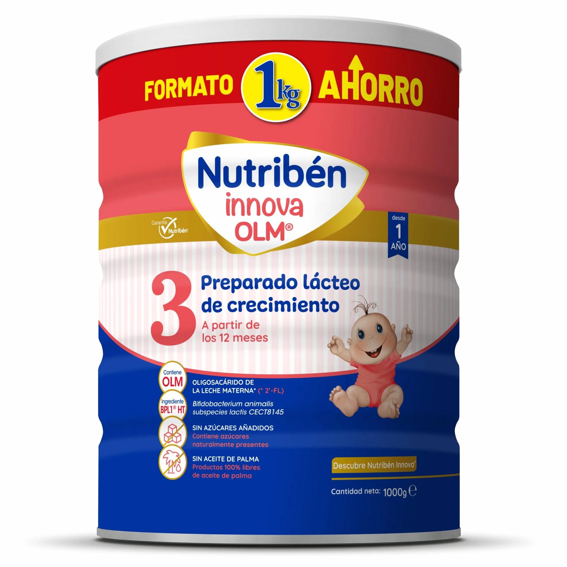 Nutribén Innova 3 Leche en Polvo Bebé Fórmula Crecimiento 12 Meses sin Aceite de Palma BPL1 1KG