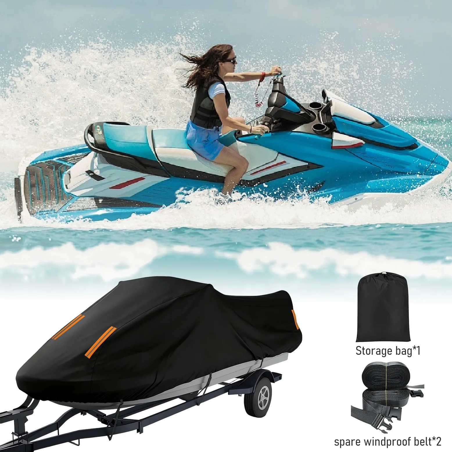 Funda Impermeable para Moto acuática para Sea-Doo GTX 300 2022-2024,Fundas Motos acuáticas 300D Oxford,Resistentes Rayos UV y para Todo Tipo de Clima con Bolsa de Almacenamiento