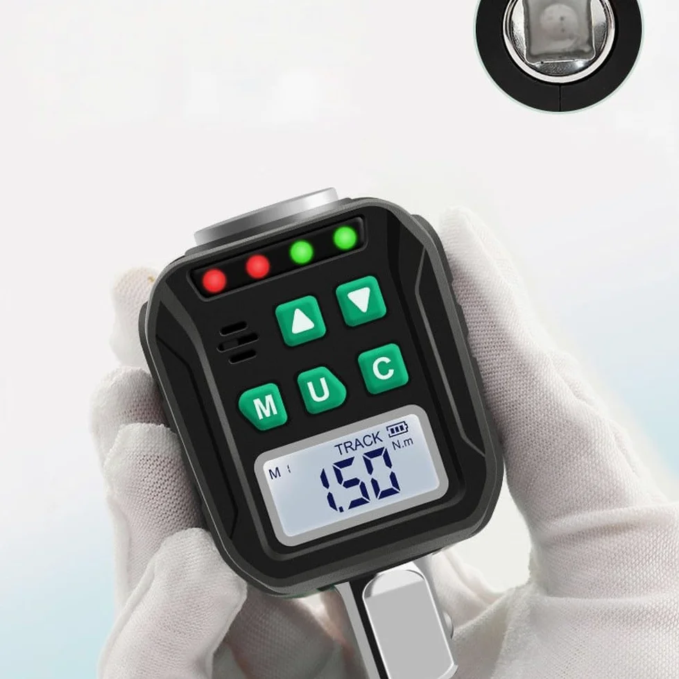 Probador de par digital para llaves dinamométricas con 6 modos preestablecidos, conmutación de cuatro unidades, alertas audibles y LED para evitar un apriete excesivo de 10 a 200 Nm