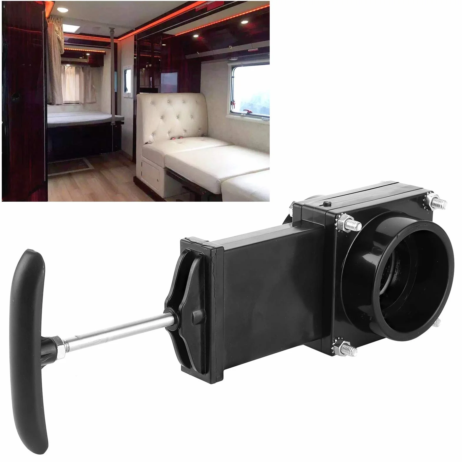 EBTOOLS Válvula de Drenaje RV, válvula de Drenaje RV de 50 mm, válvula ABS para alcantarillado de residuos, para Accesorios al Aire Libre para Caravana