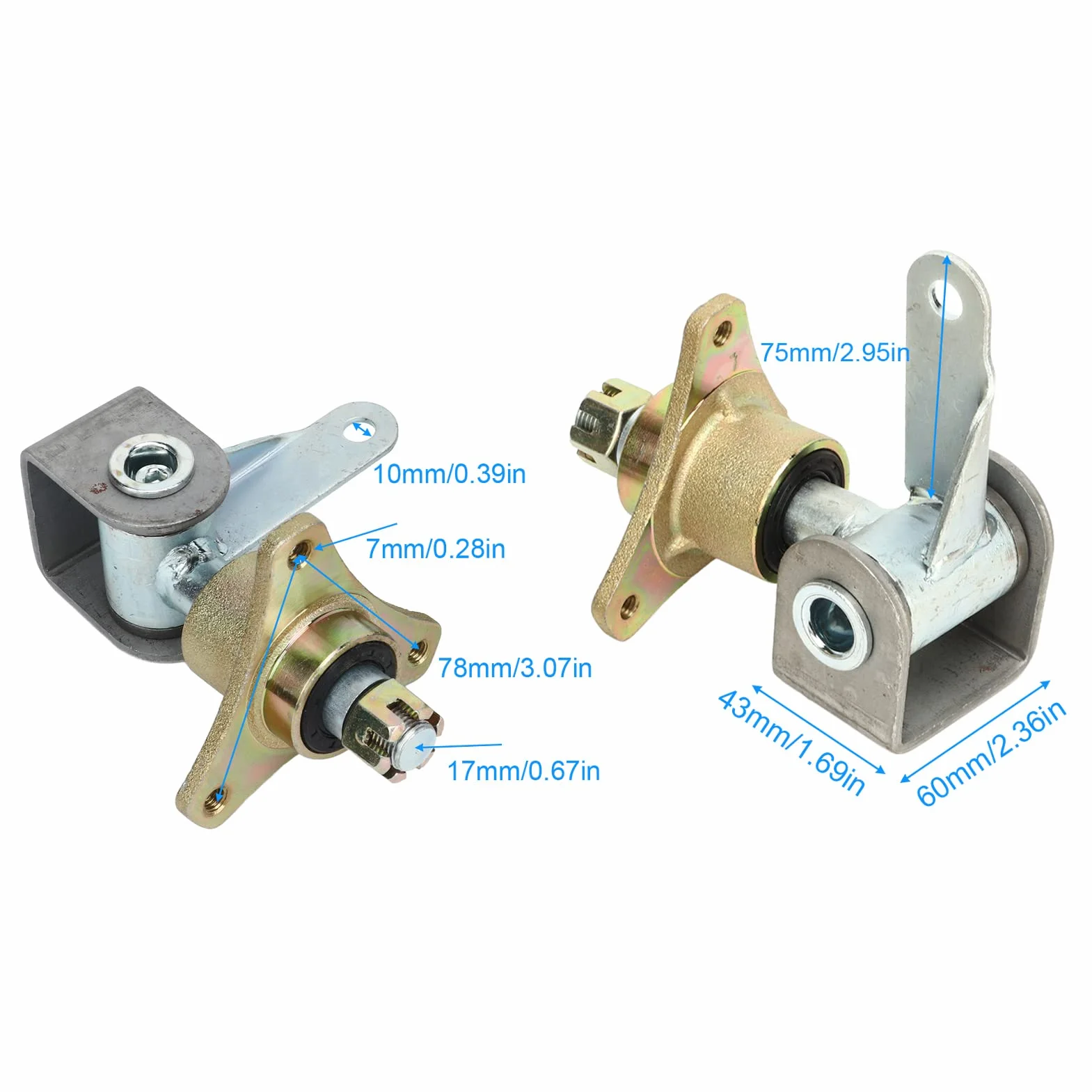 Asixxsix Husillo de nudillo de dirección Go Kart, 2 uds. Ejes de Rueda Delantera de aleación de Acero de 17 mm Husillo de dirección para neumáticos de 6 Pulgadas Quad Bike ATV Go Kart