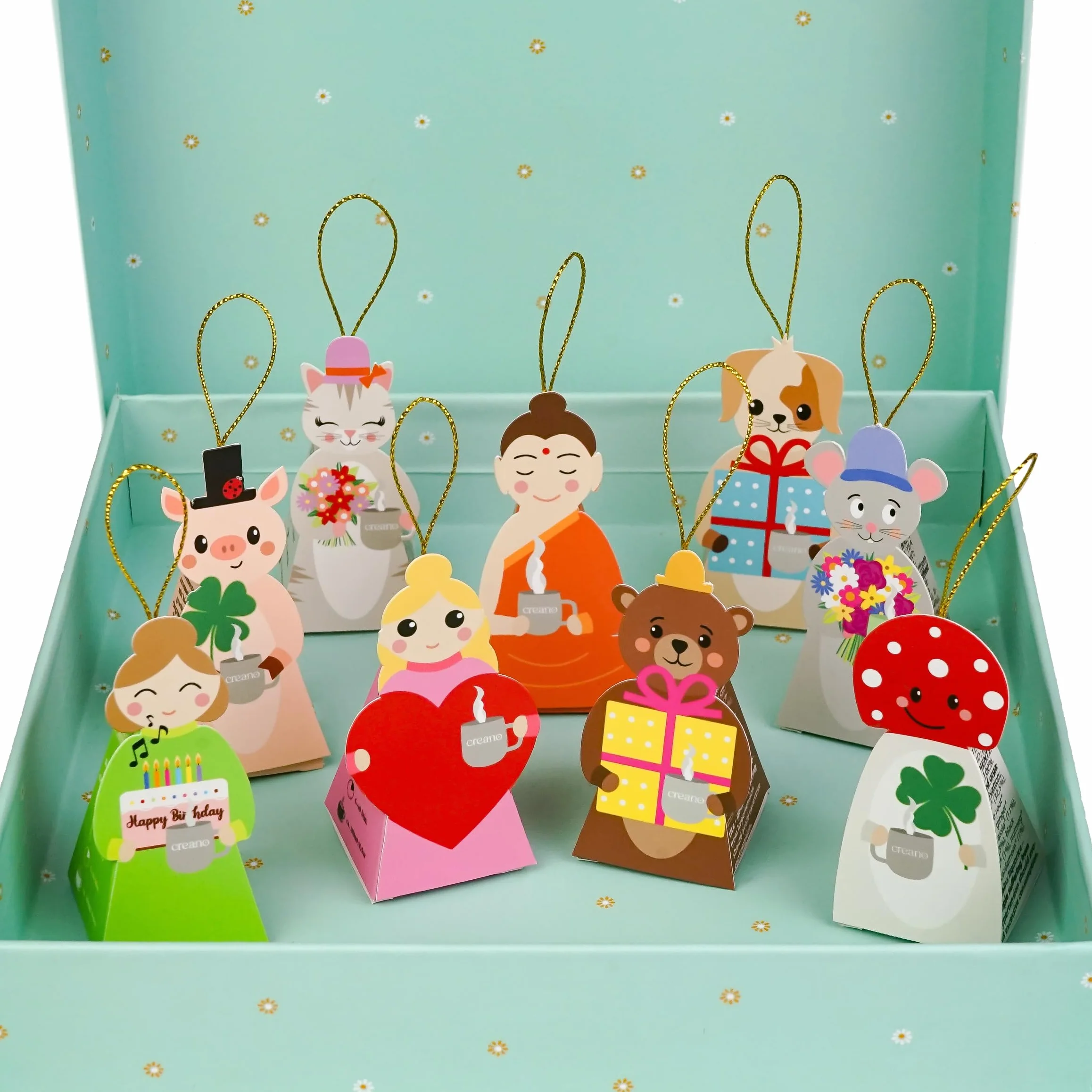 Creano Set de Regalo de Té Bio con 9 Figuras Adorables de Infusión para Amantes del Té