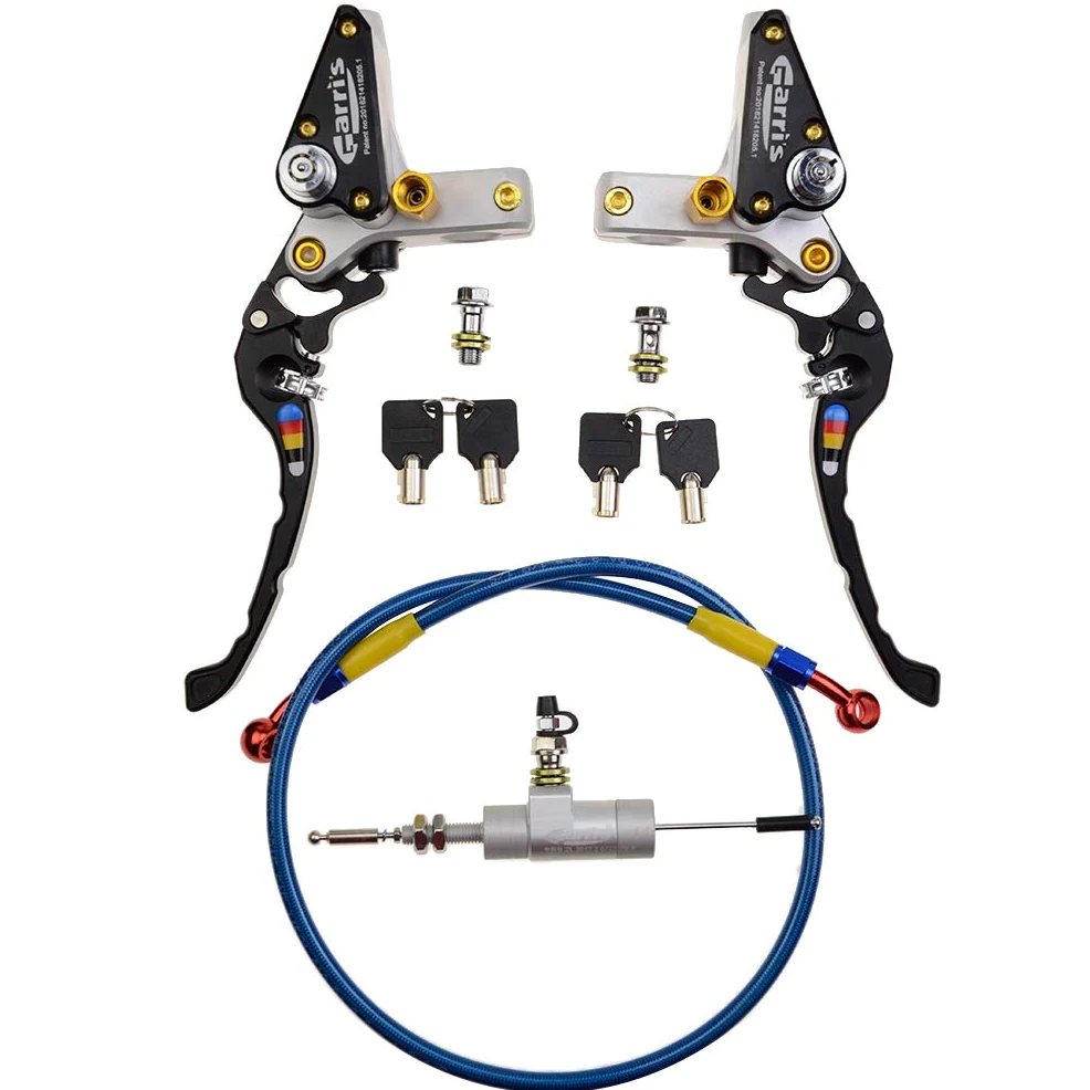 WOOSTAR Motocicleta Embrague Hidraulico Kit Cilindro Maestror con CNC Palancas de Freno Reemplazo para Suzuki GSX650F CR250 Dirt Pit Bike Plata