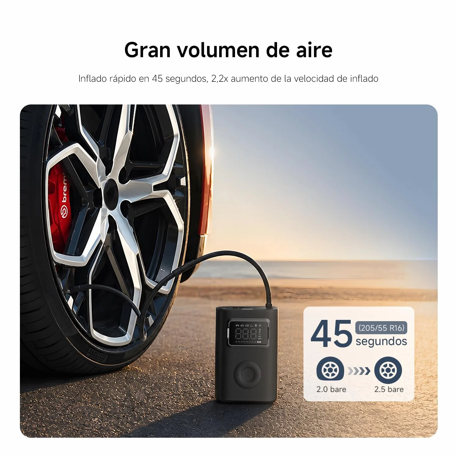 Xiaomi Portable Electric Air Compressor 2 Pro, Batería 2500 mAh, 5 Modos, 150 PSI, Apagado Automático, Pantalla Digital & Luz LED, USB‑C – Ideal para Coche, Bicicleta, Moto, Patinete & Balones