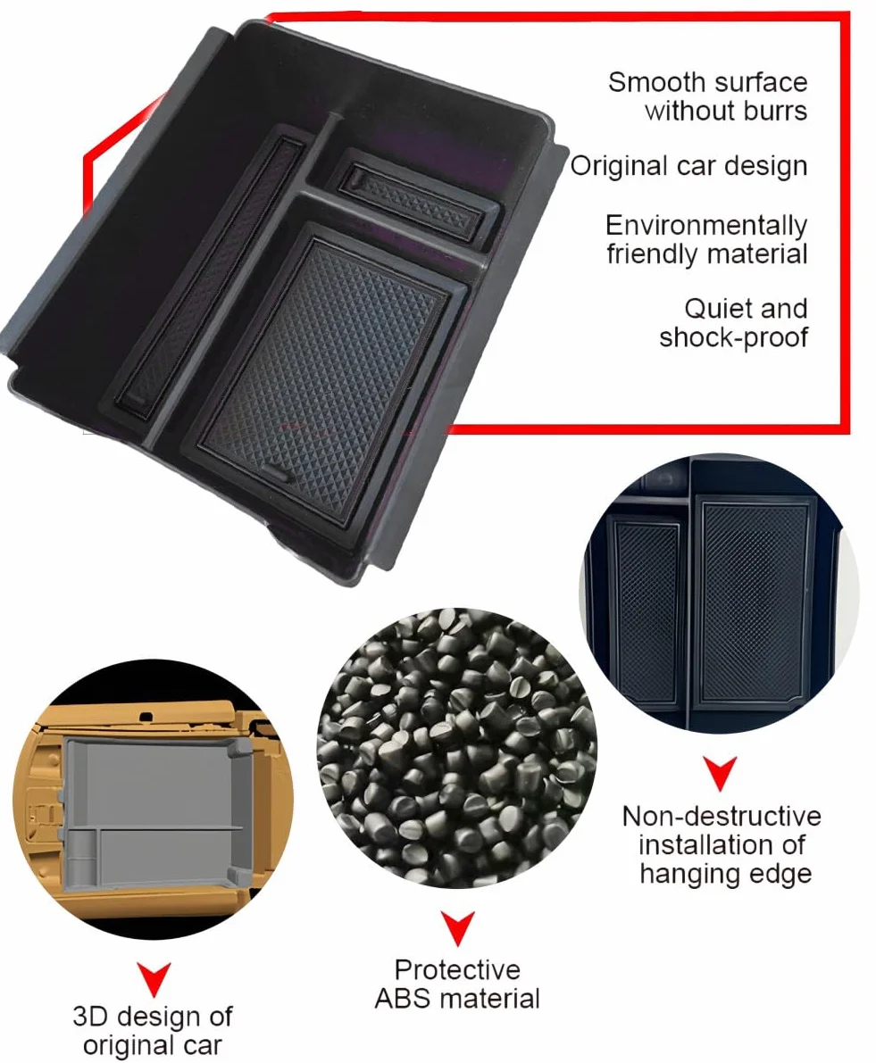 】Duster 3 compartimento de almacenamiento para consola central para Dacia Duster 3 2024-2025 2026 accesorios reposabrazos caja de almacenamiento organizador (sin freno de mano, negro)