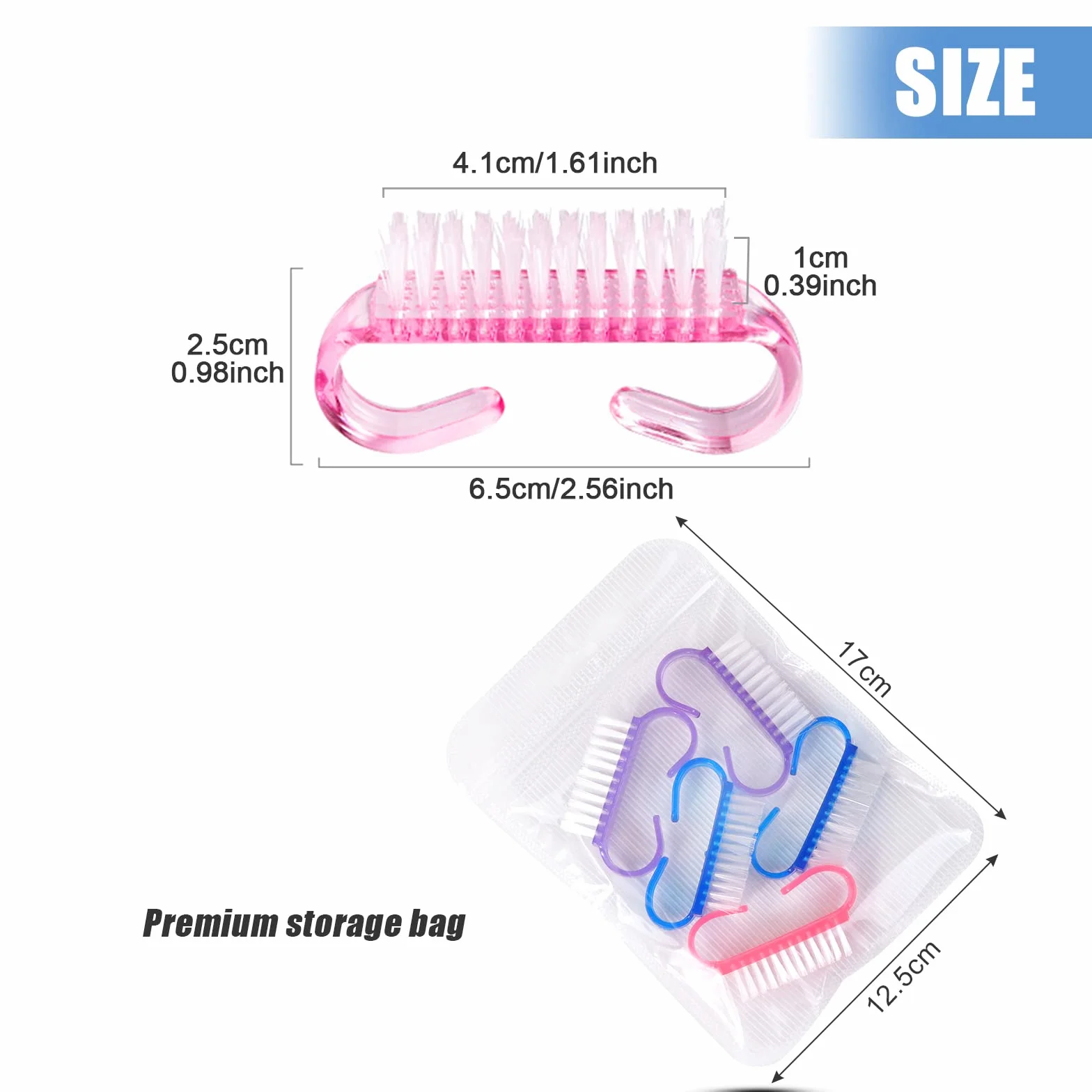 Cepillo De Uñas 5 Piezas Nail Brush Con Mango De Plástico Limpieza Dedos Y Uñas Manicura
