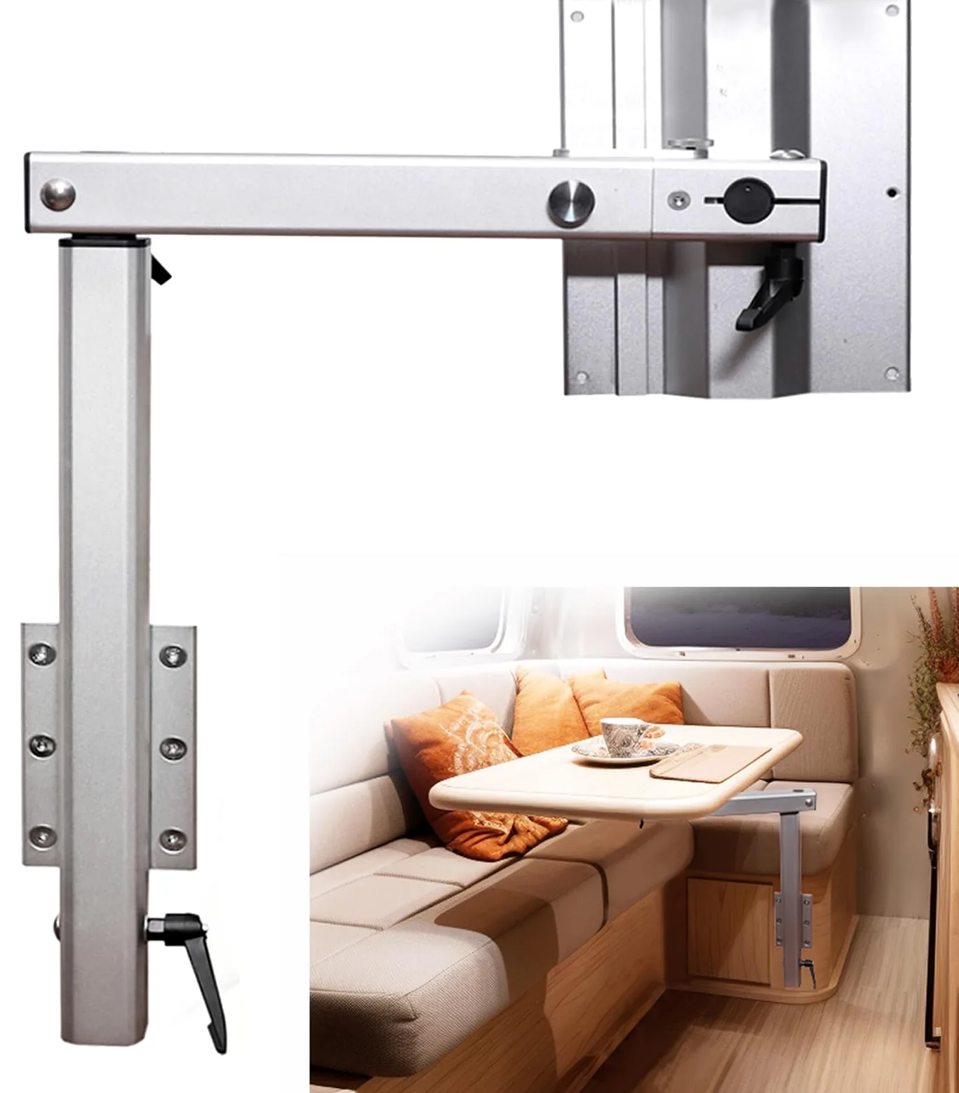 Camper Furgoneta Patas Plegables para Mesa, Autocaravanas Patas De Mesa Parte Superior Plegable De 90°, Desmontables Altura Ajustable, Mueble Camper Furgoneta para RV Remolque De Viaje