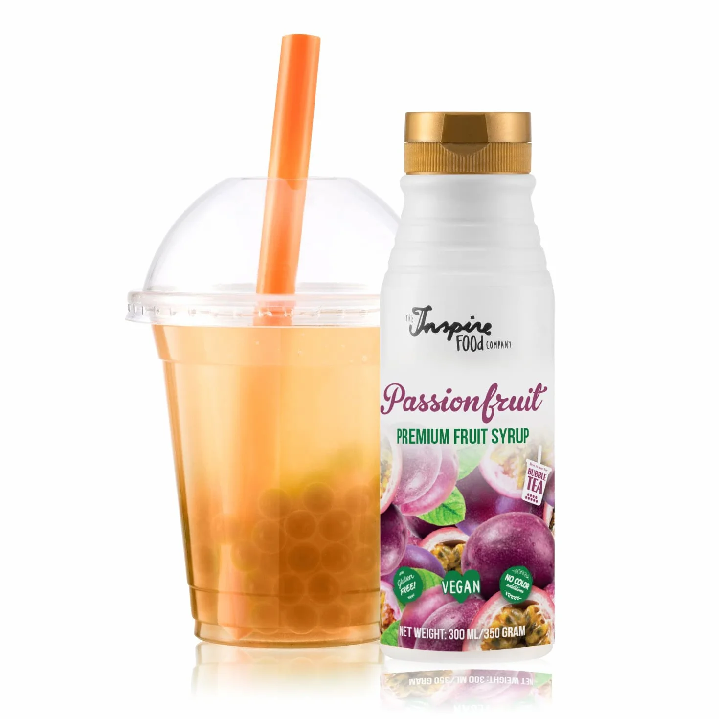 Sirope de Frutas para Bubble Tea Fruta de la pasión 300ml Sin colorantes artificiales Vegano Sin Gluten